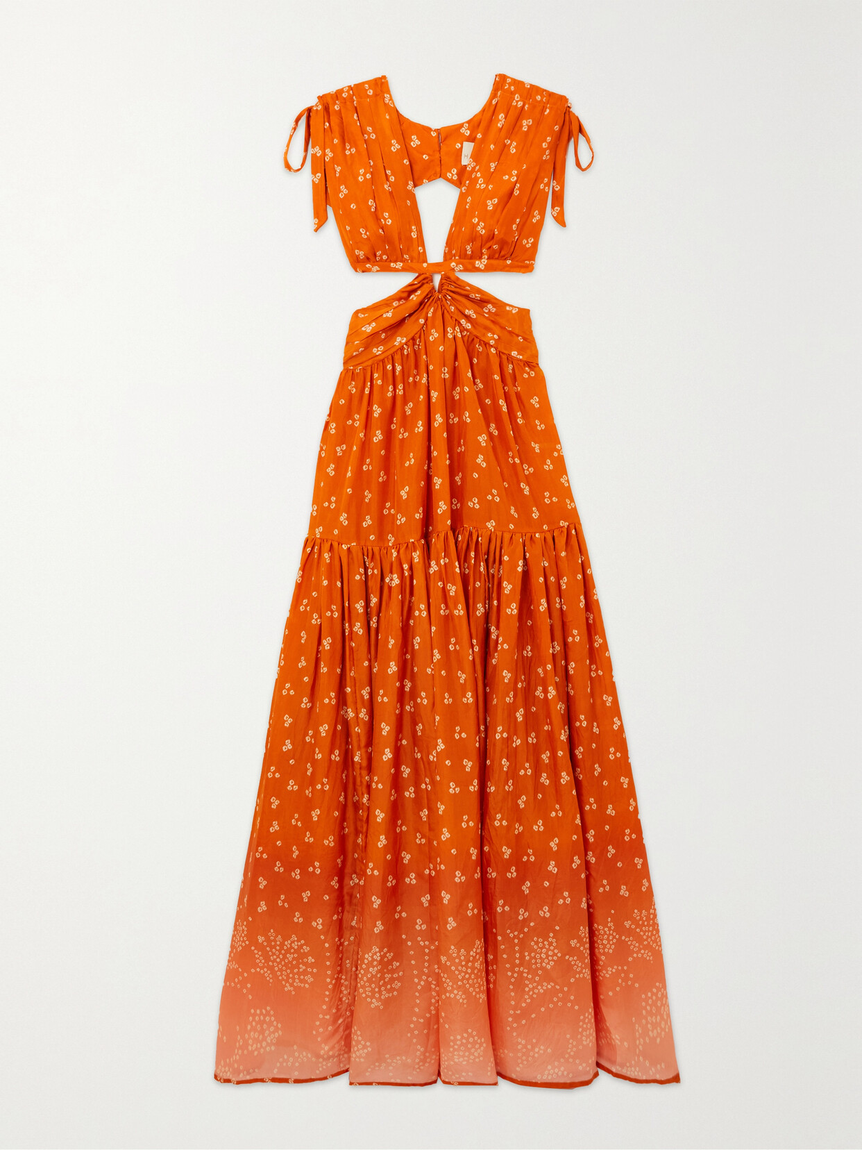 Hannah Artwear - Amelie Cutout Printed Silk-habotai Maxi Dress - Orange