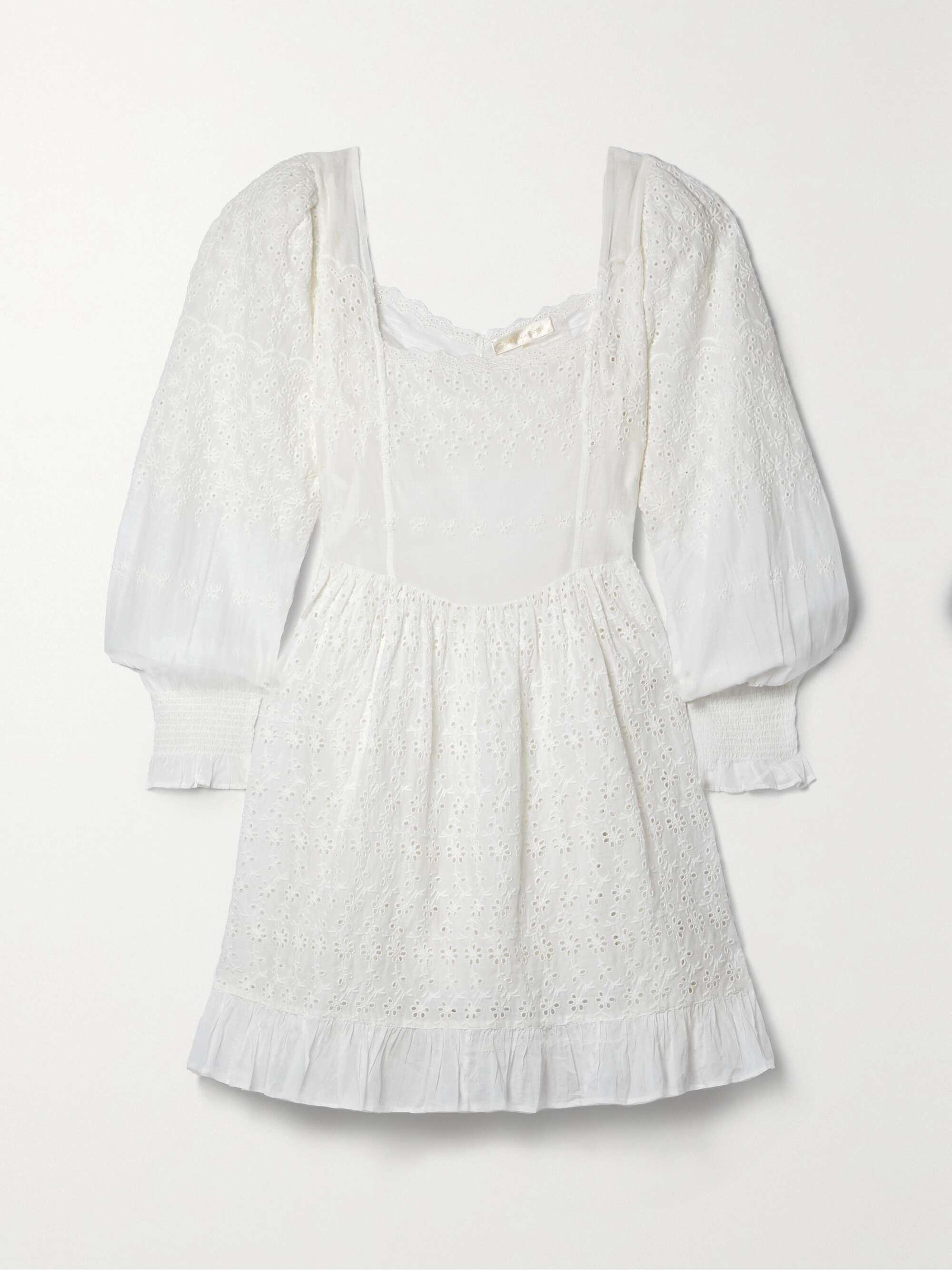 DESIGN - Robe courte tendance folk à petites fleurs avec manches bouffantes et taille basse