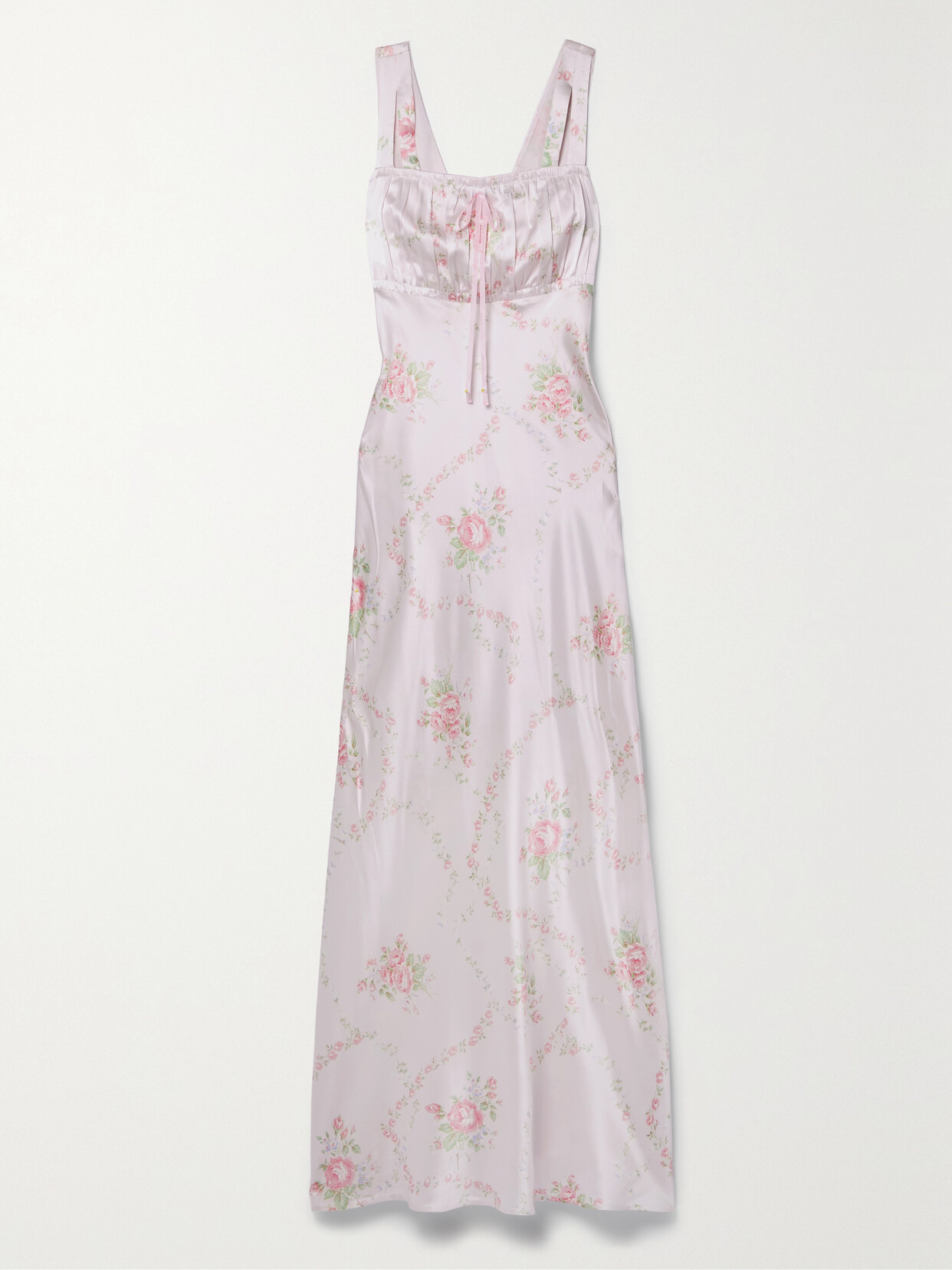 LoveShackFancy - Kyan Floral-print Silk-satin Maxi Dress - Pink