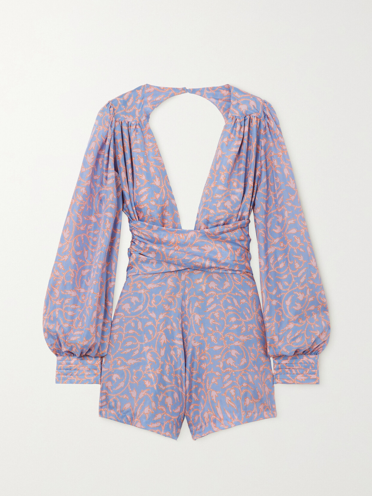 Hannah Artwear - Charlee Open-back Printed Silk-habotai Playsuit - Purple