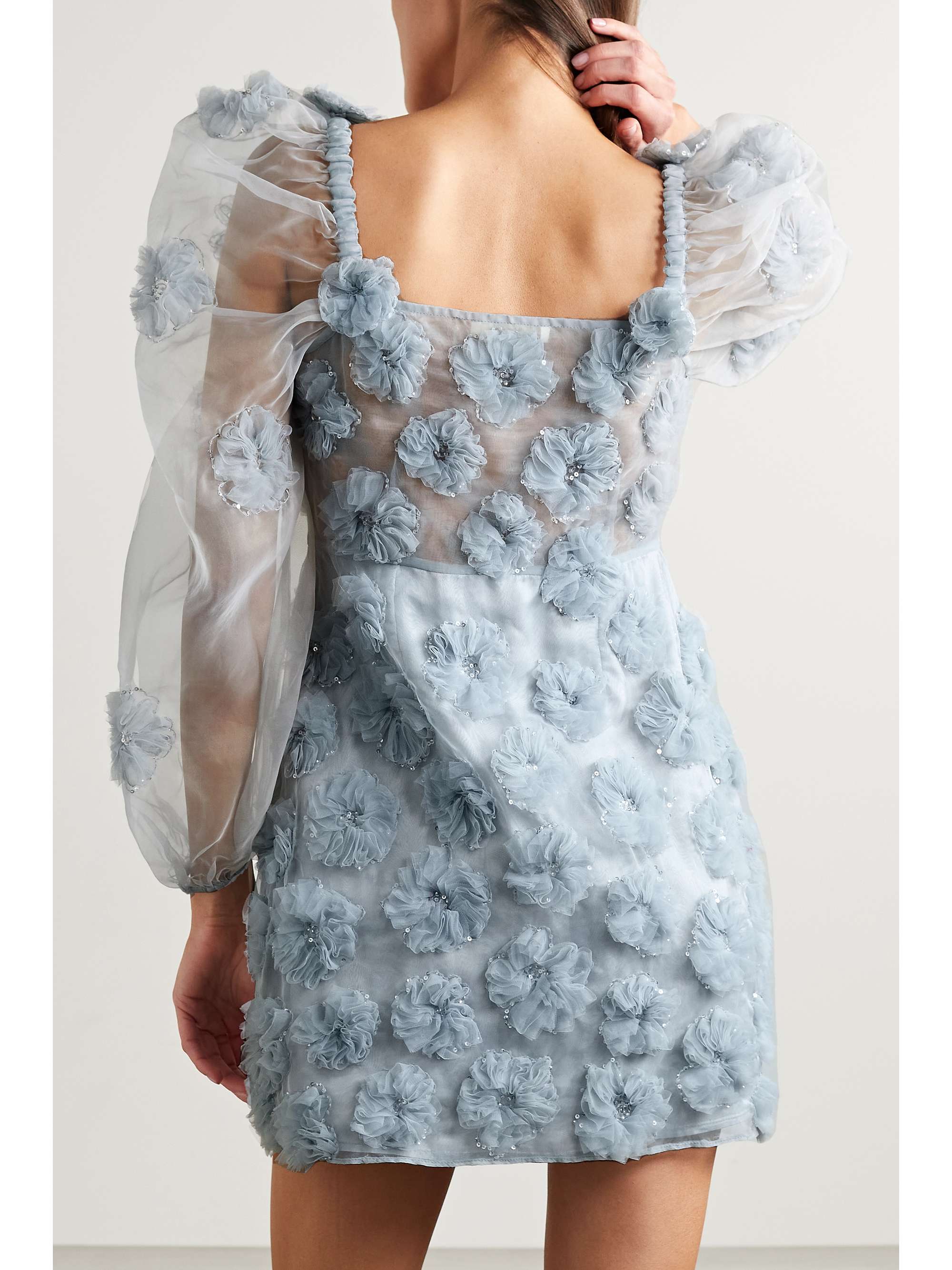 LOVESHACKFANCY Wells appliquéd organza mini dress