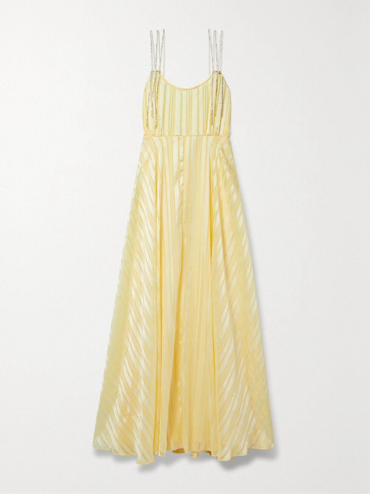 LoveShackFancy - Darralis Crystal-embellished Striped Satin Maxi Dress - Yellow