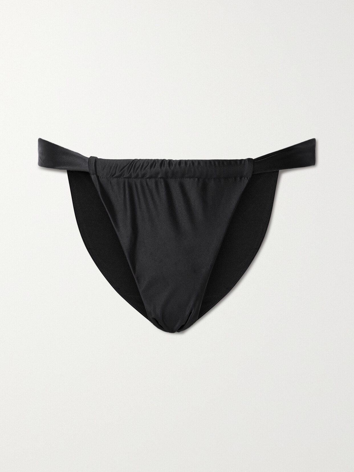 Shop Good American Shine Stretch-satin Bikini Briefs In Black