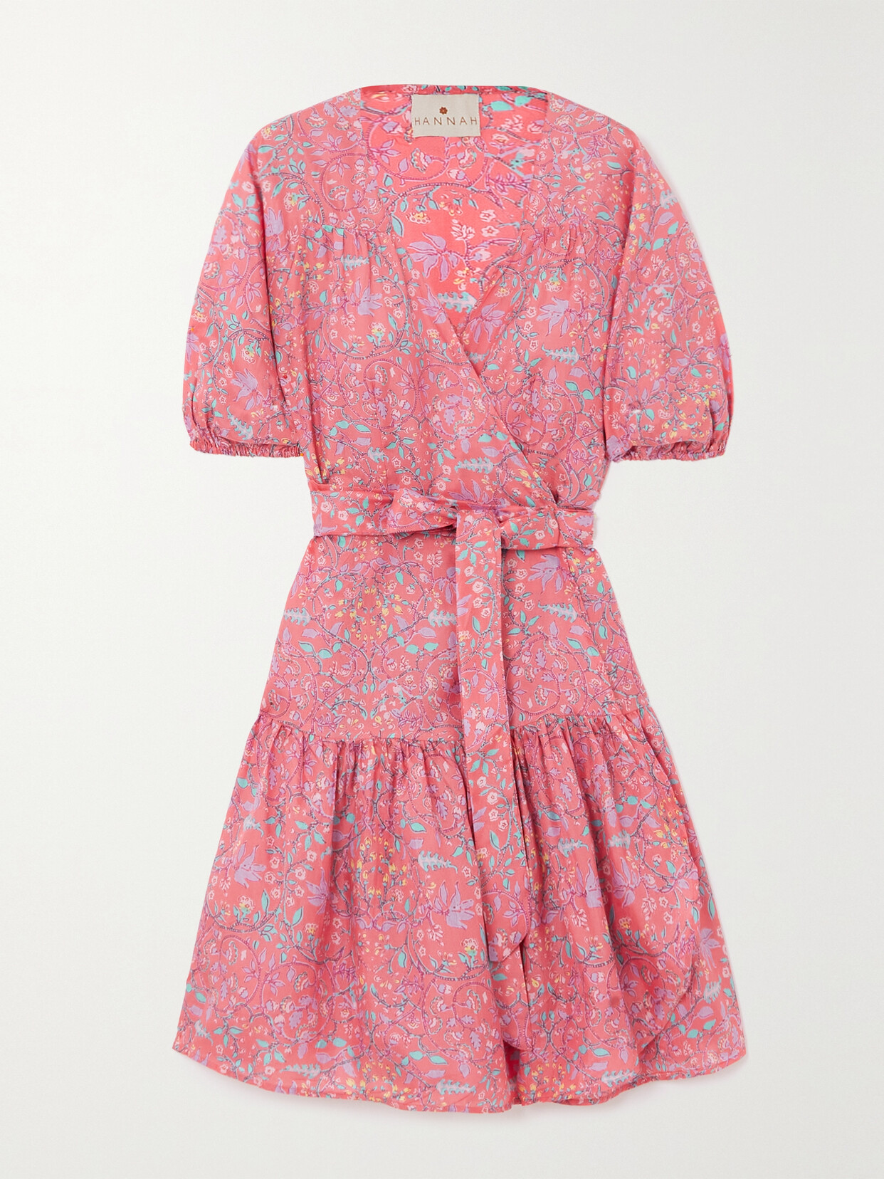 Hannah Artwear - Elliana Floral-print Silk-habotai Mini Wrap Dress - Pink