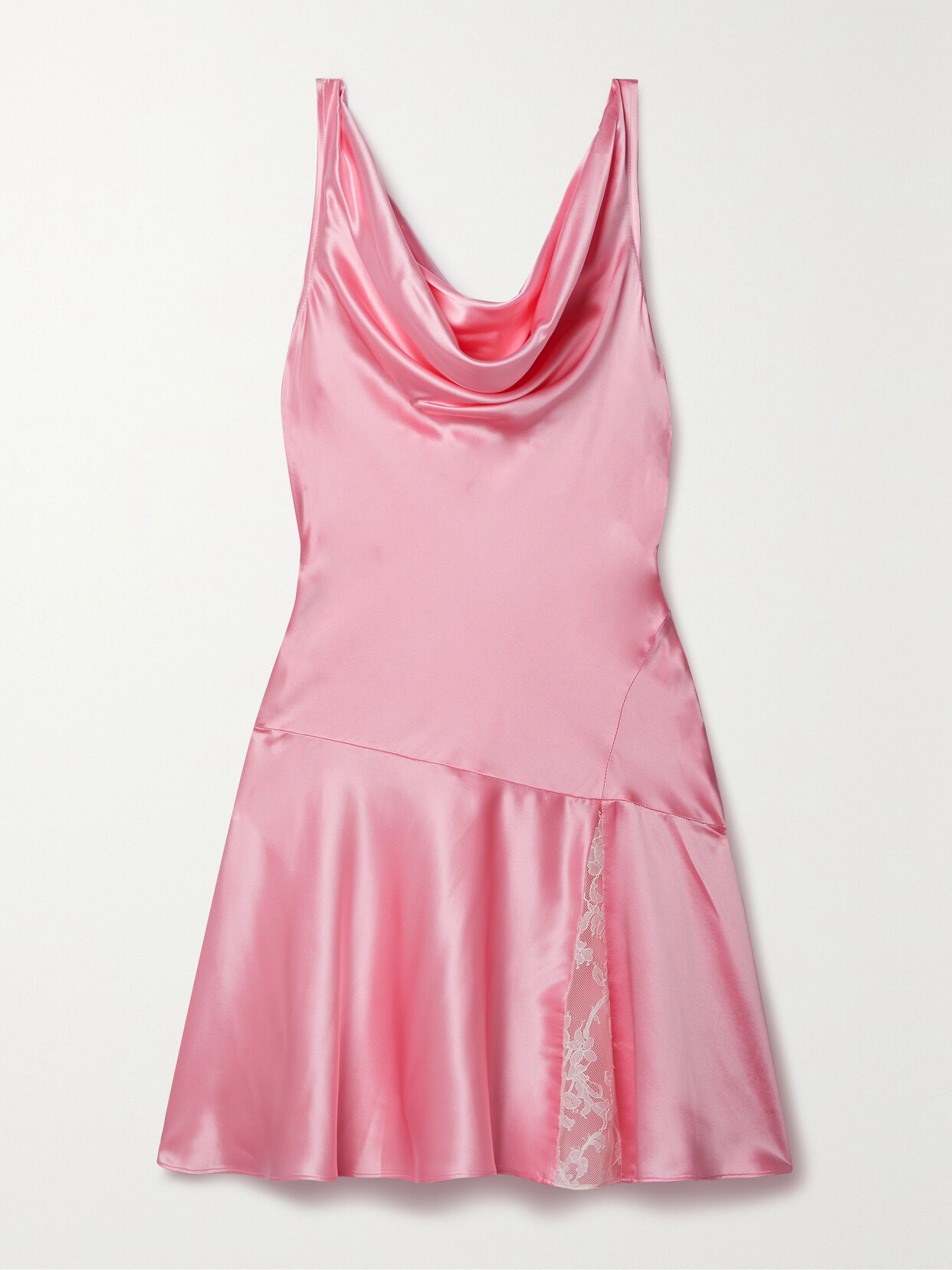 LoveShackFancy - Lionel Draped Lace-trimmed Silk-charmeuse Mini Dress - Pink