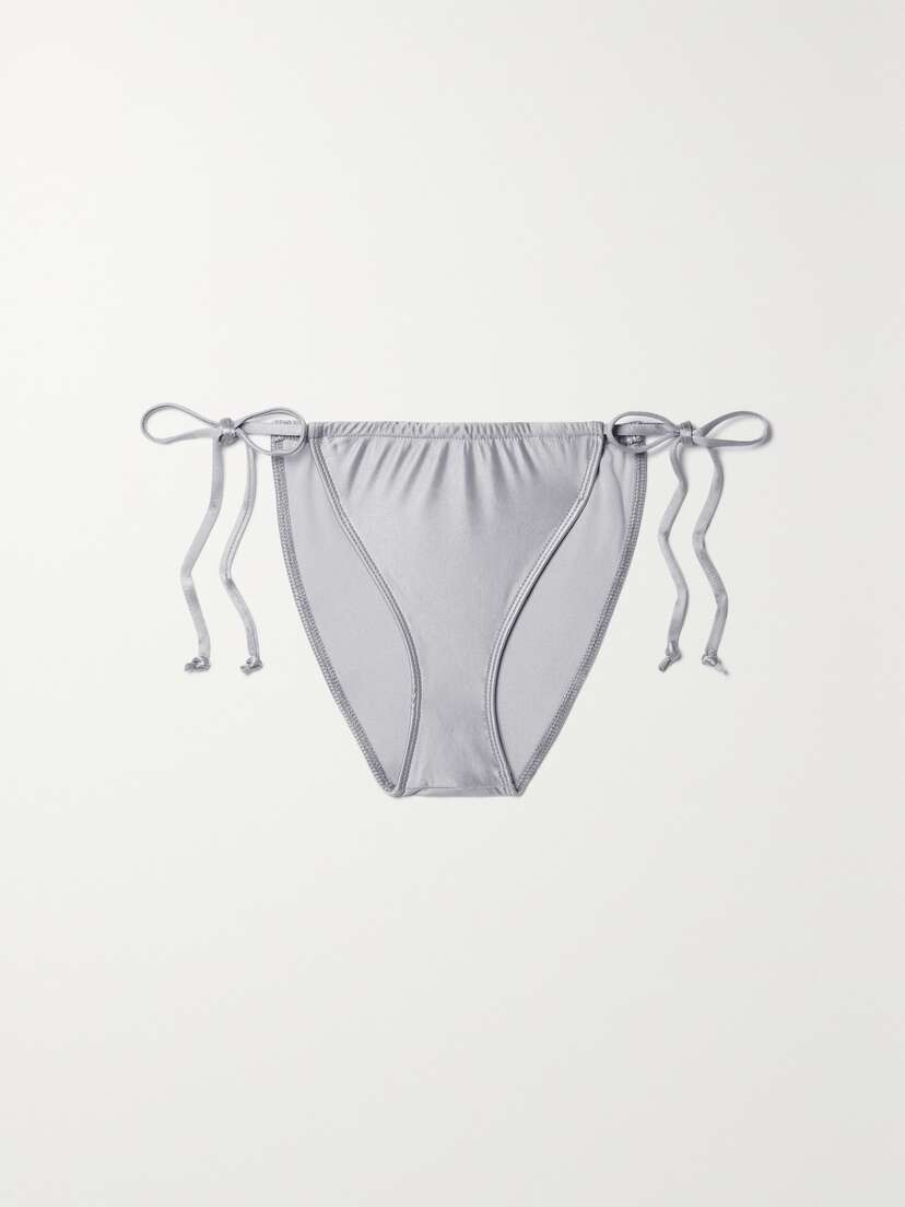 GOOD AMERICAN Gathered Stretch-satin Bikini Briefs