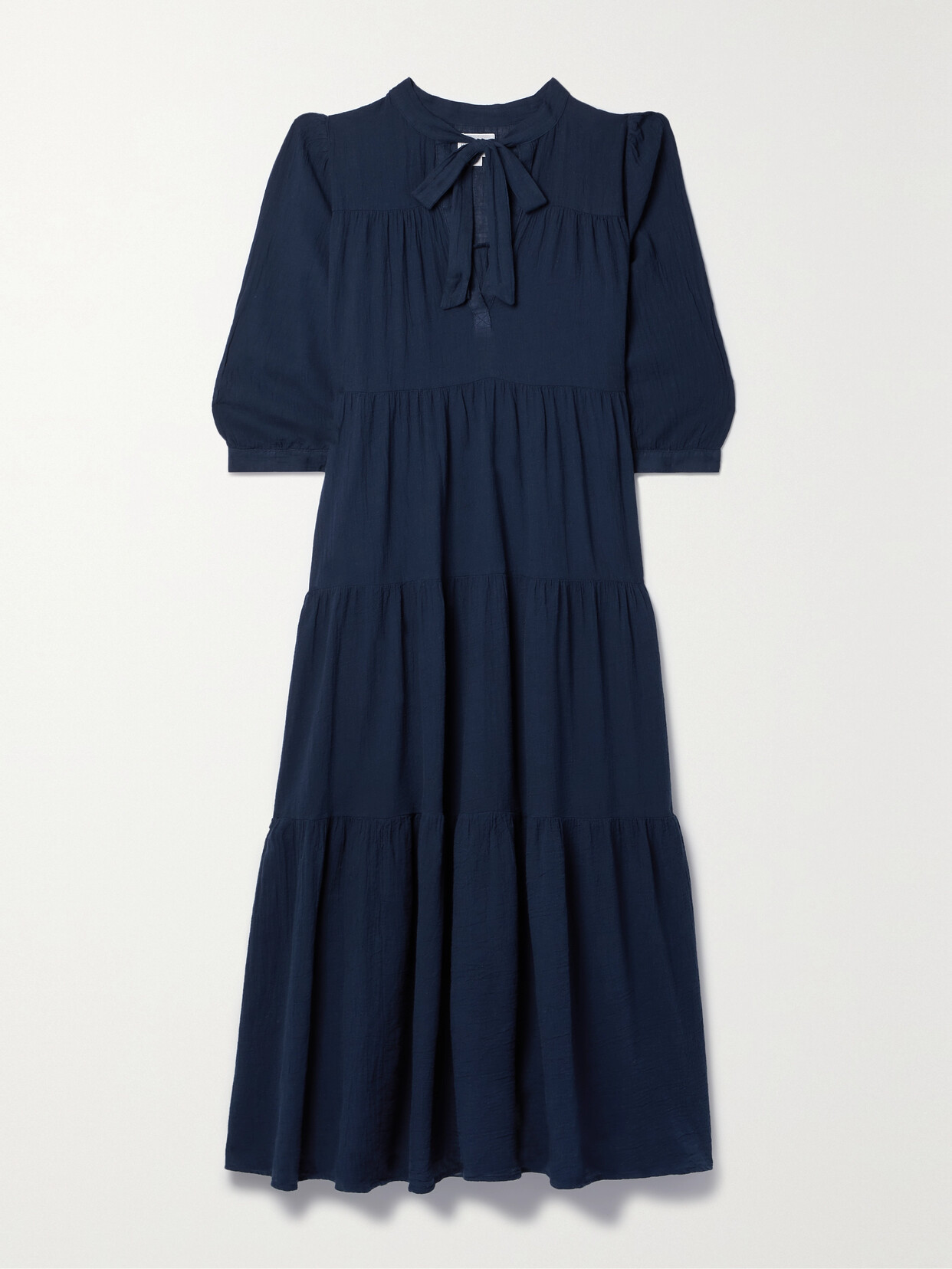 Honorine Giselle Tiered Cotton-gauze Midi Dress In Blue