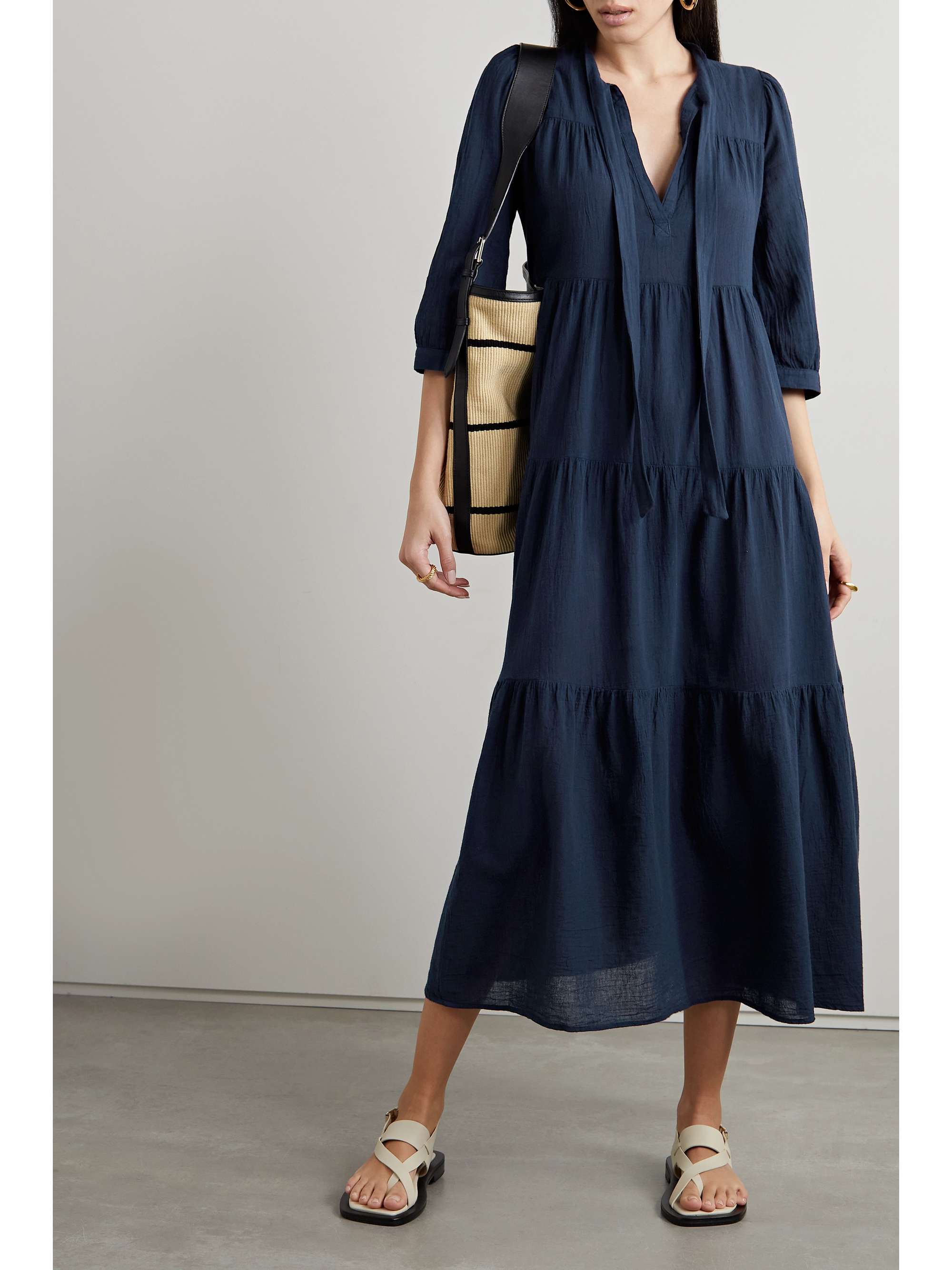 HONORINE Giselle tiered cottongauze midi dress NETAPORTER