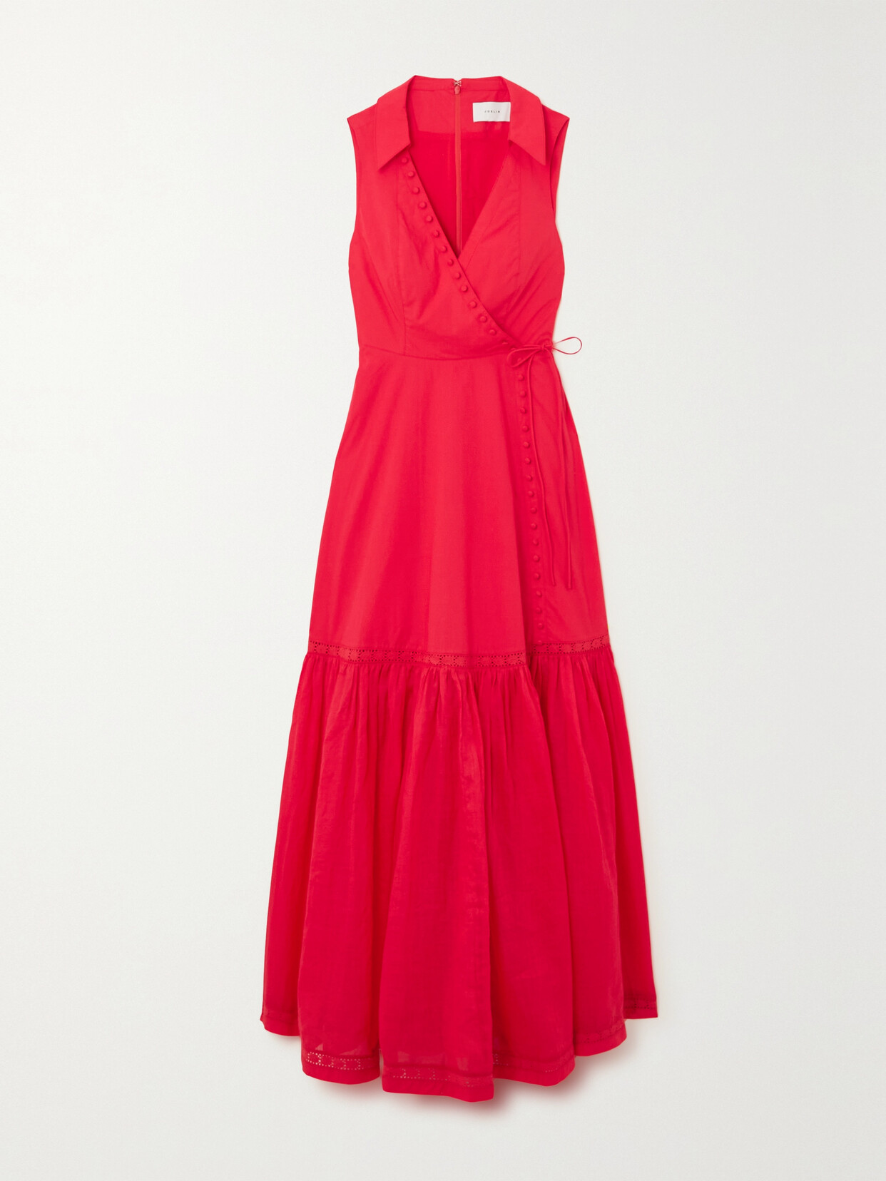 Joslin + Net Sustain Camilla Wrap-effect Organic Cotton-poplin Maxi Dress - Red