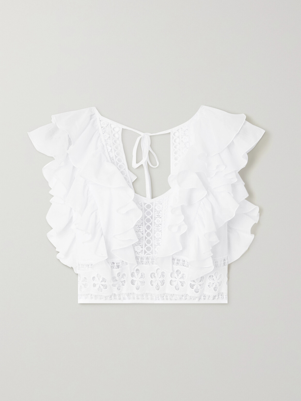 Charo Ruiz - Nico Cropped Open-back Broderie Anglaise Cotton-blend Top - White