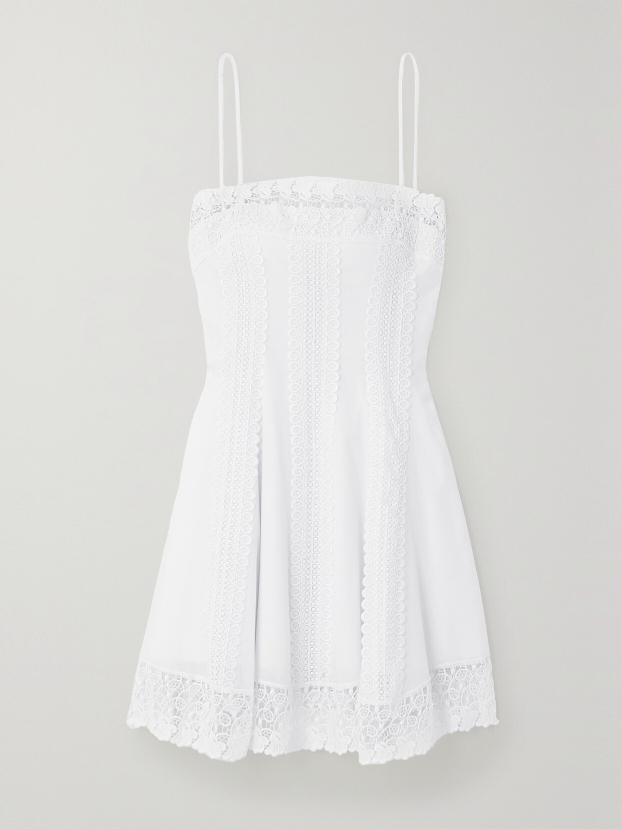 Charo Ruiz Ornella Guipure Lace-trimmed Cotton-voile Mini Dress - White