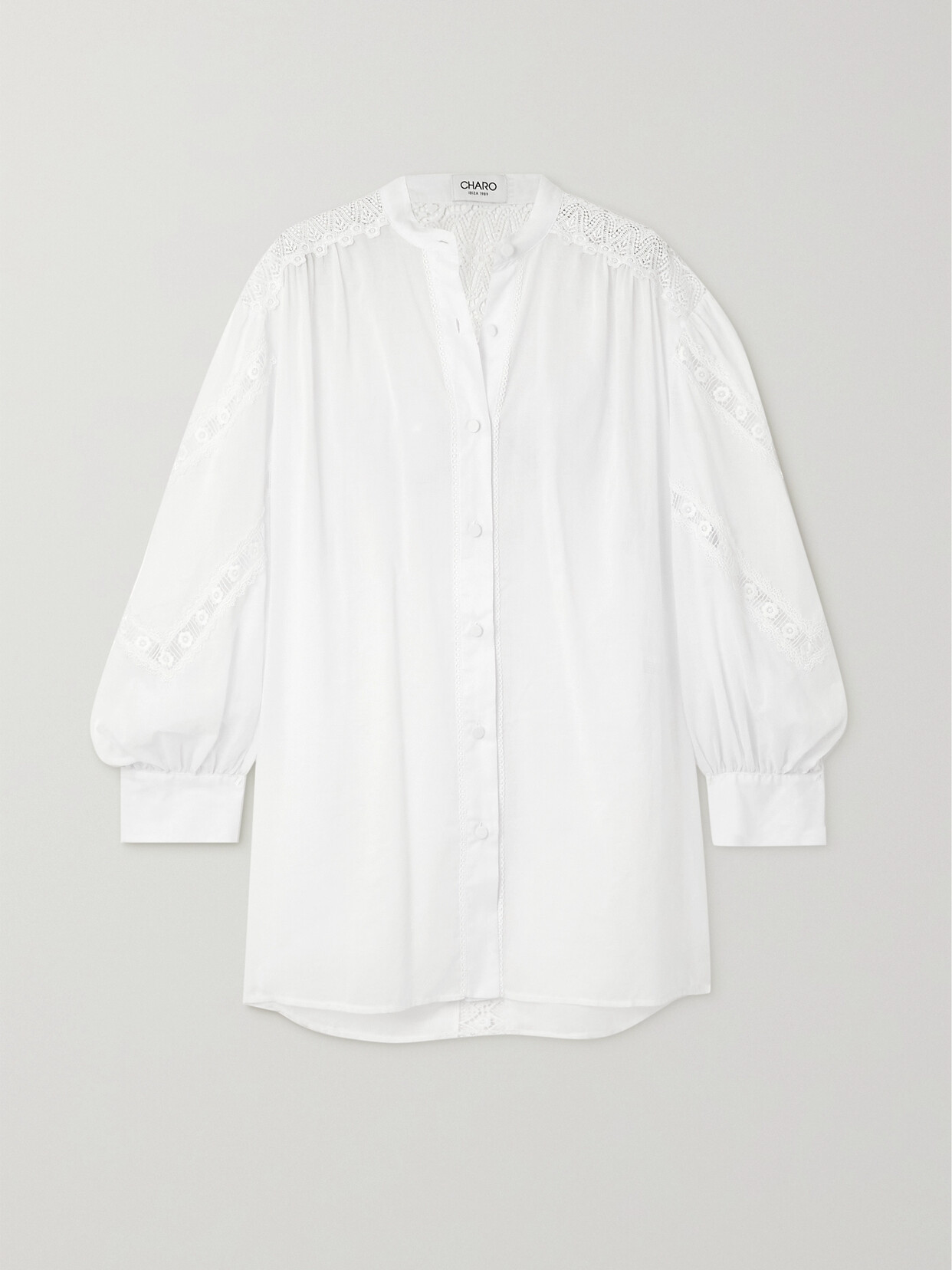 Charo Ruiz Marian Lace-trimmed Cotton-voile Blouse - White