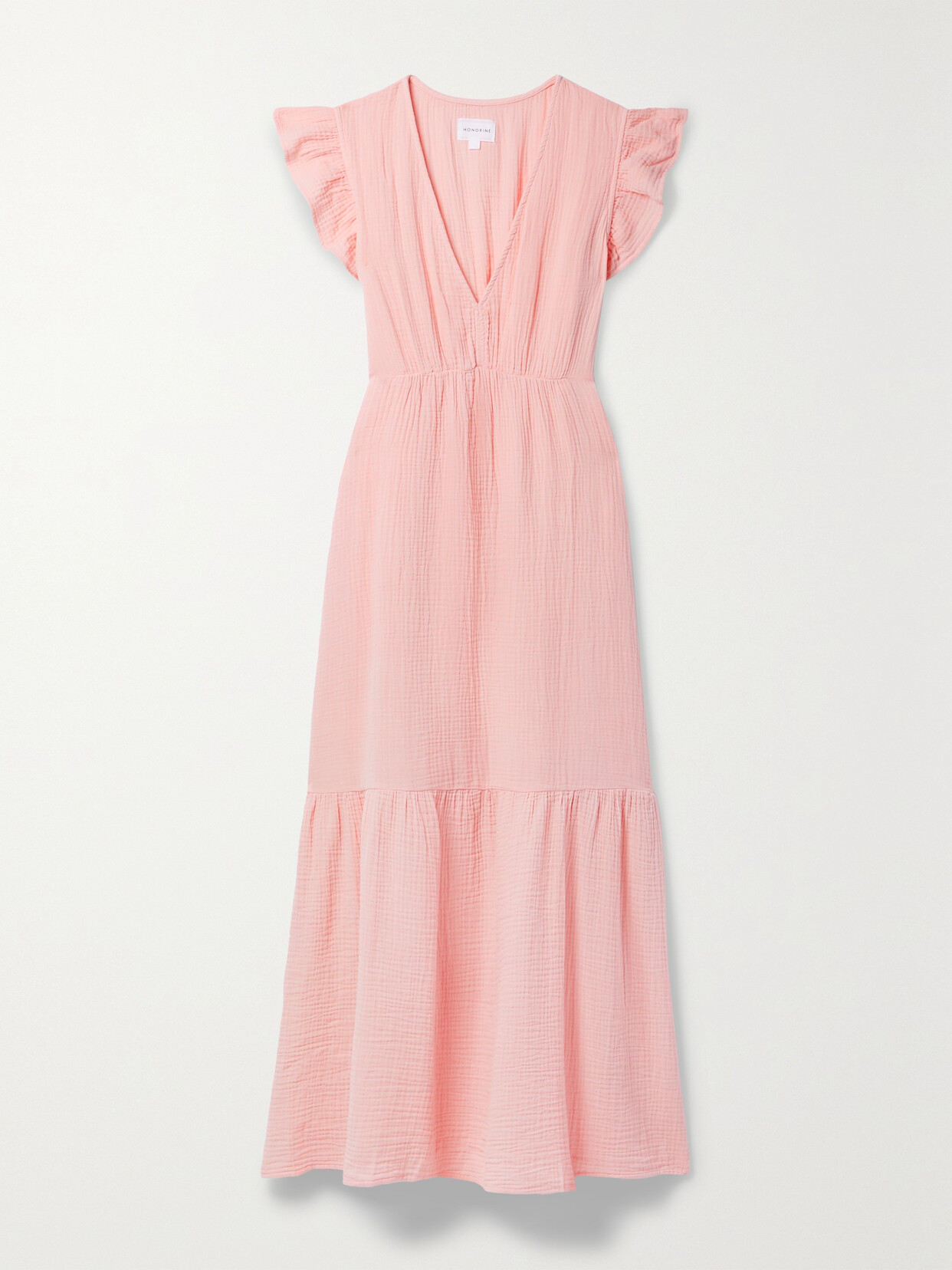 Honorine - Ruby Ruffled Cotton-seersucker Midi Dress - Pink