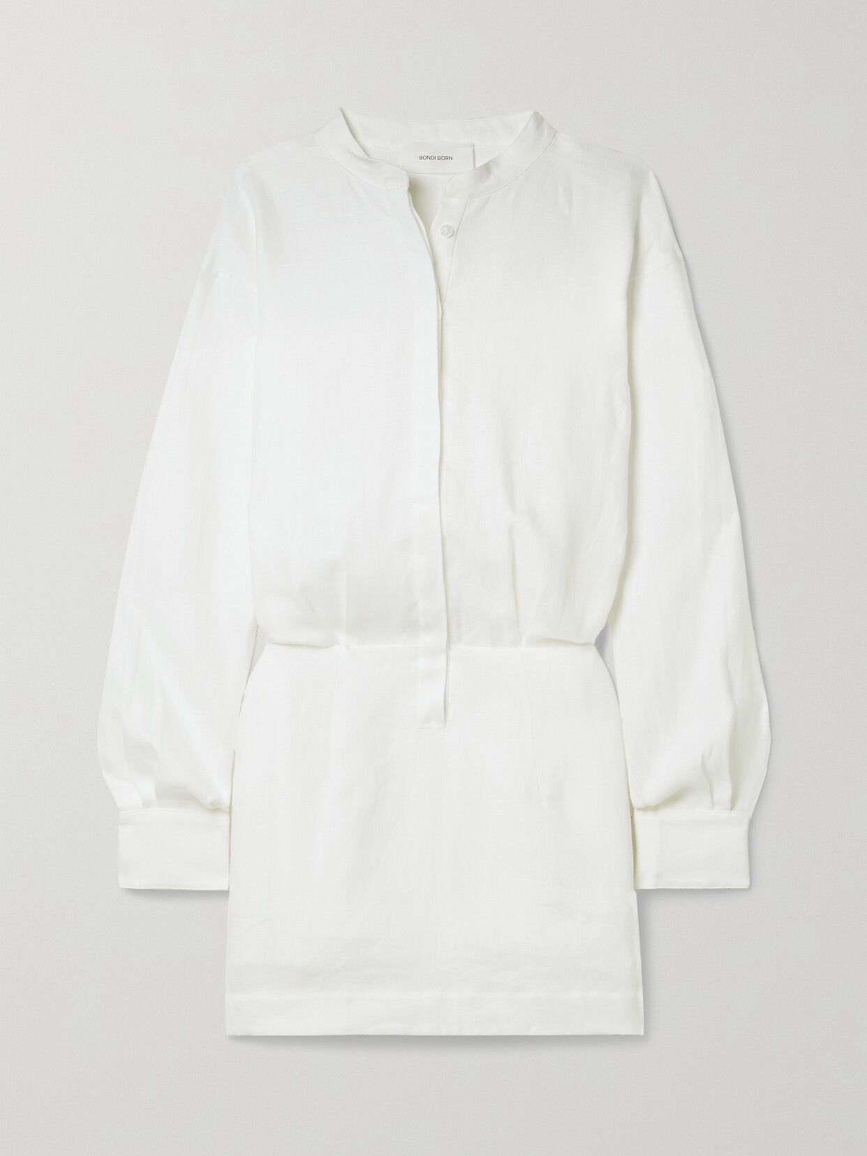 BONDI BORN - Menton Organic Linen Mini Dress - White
