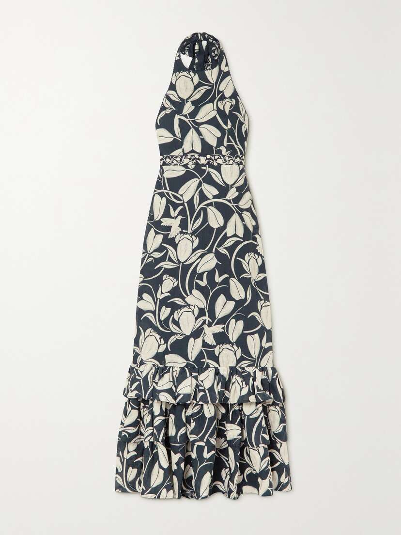 Agua by Agua Bendita + Net Sustain Magnolia Flora Embellished Floral-print Linen Halterneck Maxi Dress -  - x large