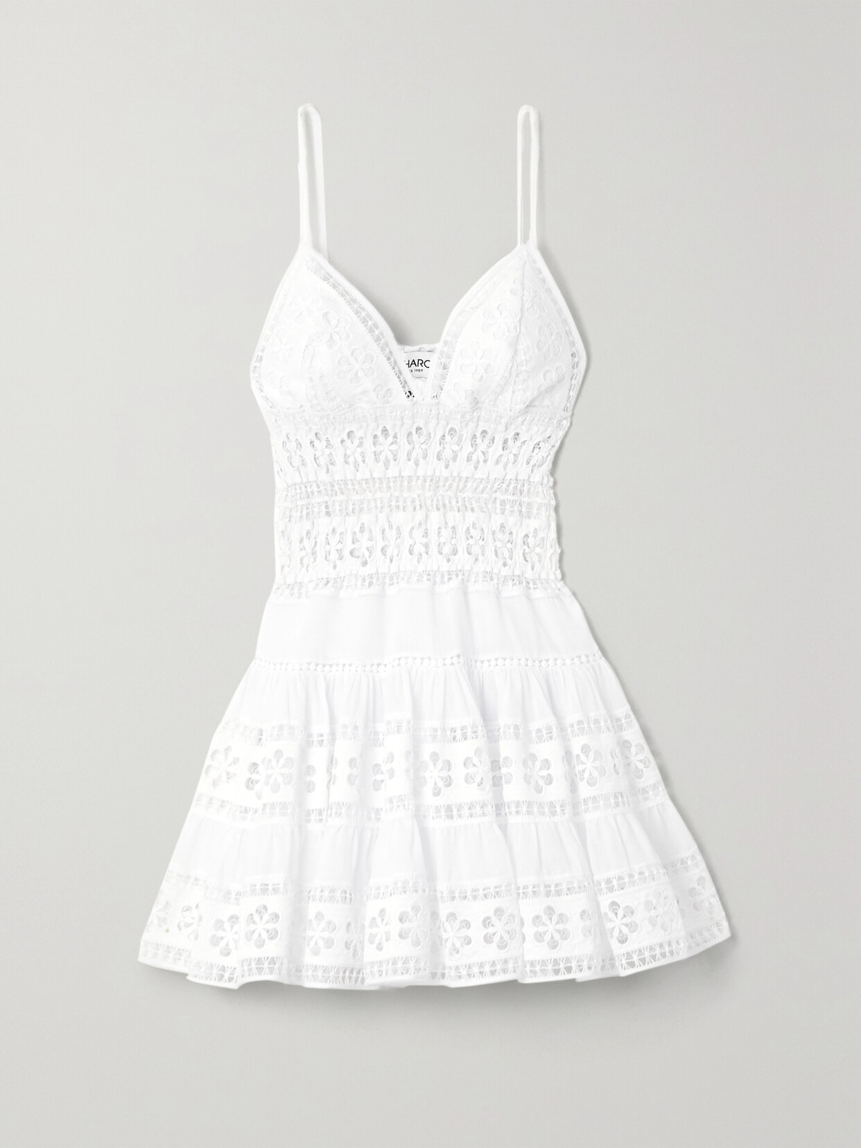 Charo Ruiz - Isca Guipure Lace-trimmed Cotton-blend Voile Mini Dress - White