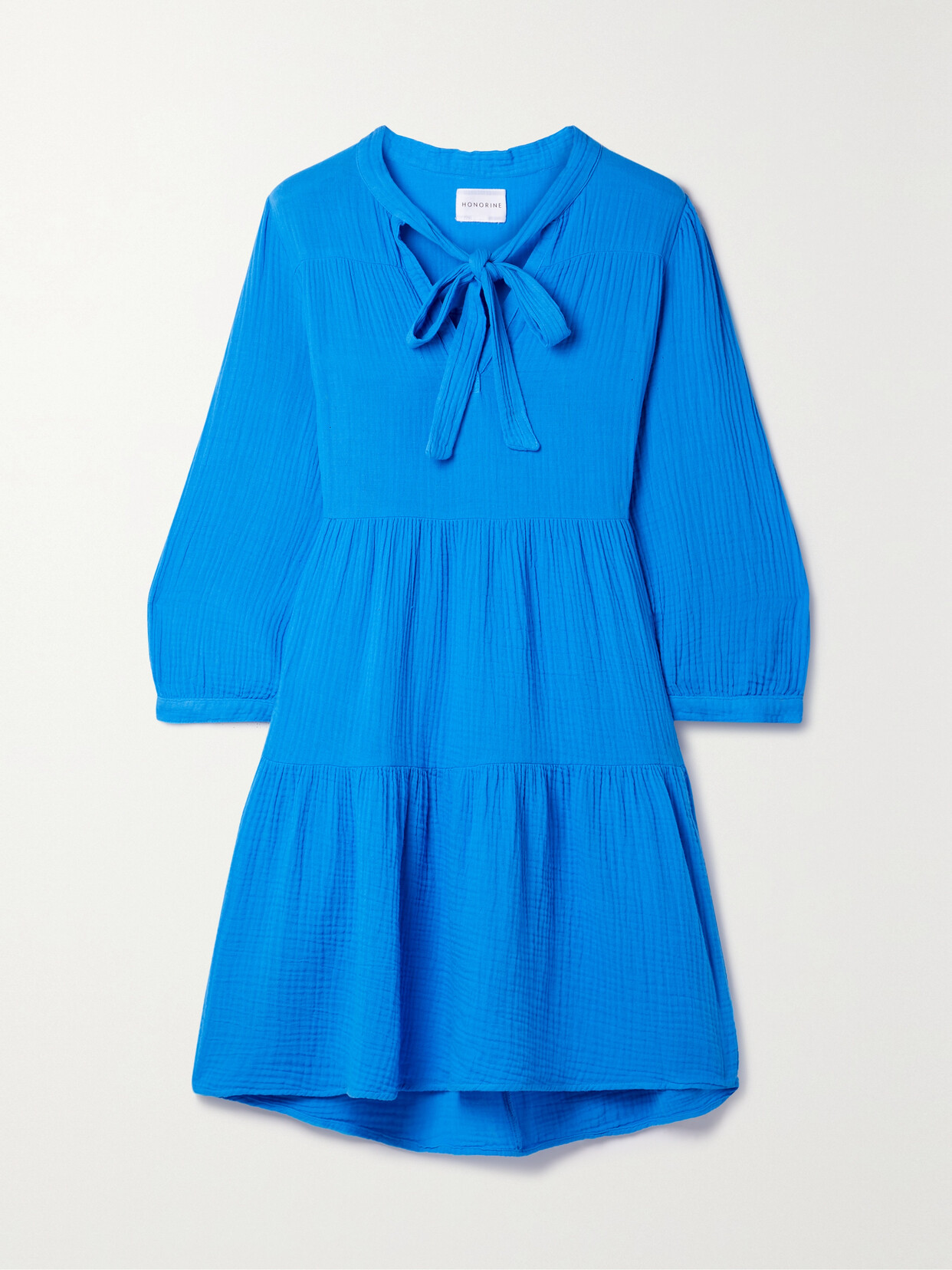 Honorine Giselle Ruffled Tiered Cotton-seersucker Mini Dress - Blue