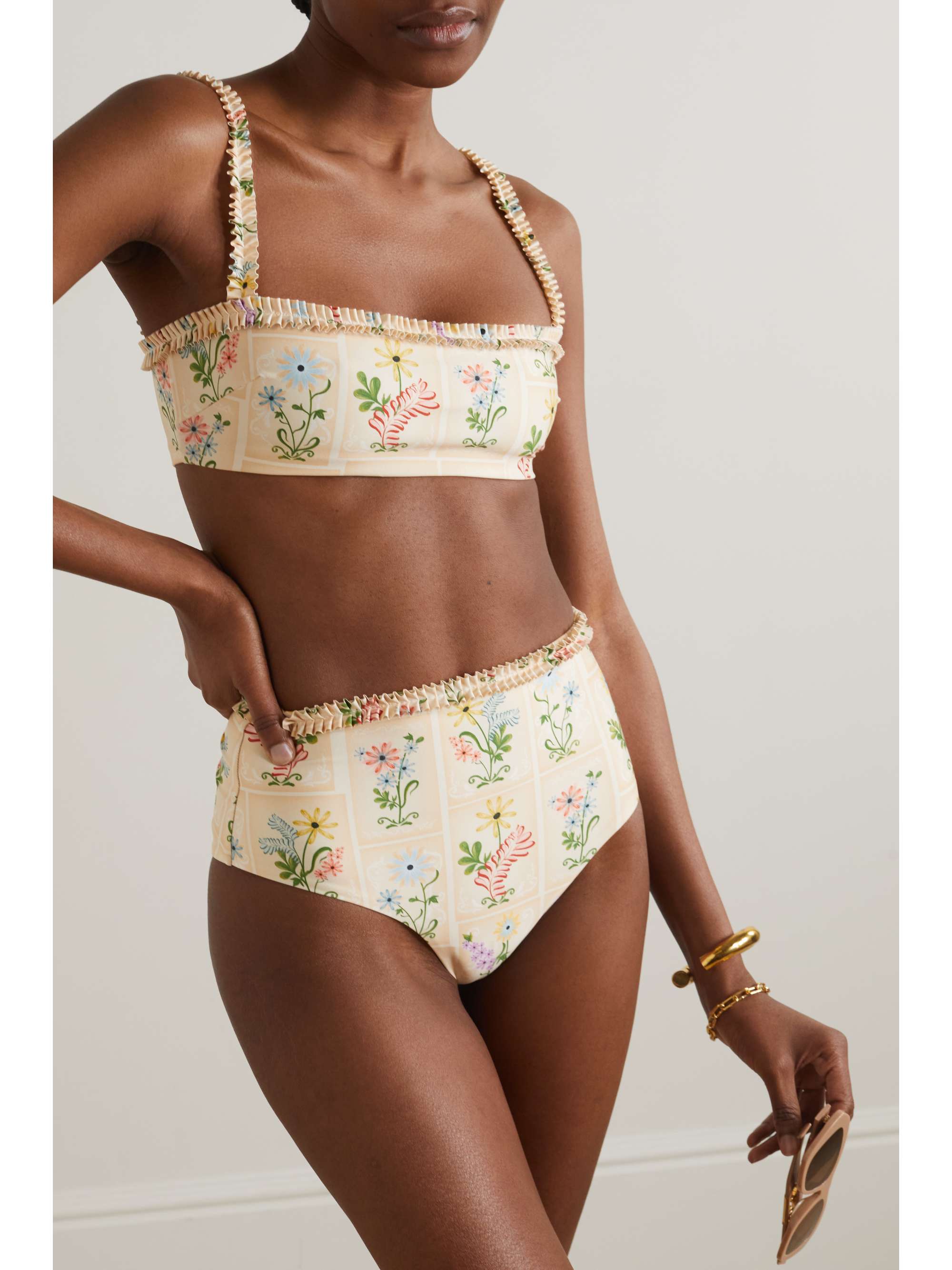 AGUA BY AGUA BENDITA Nopal floral-print recycled bikini briefs