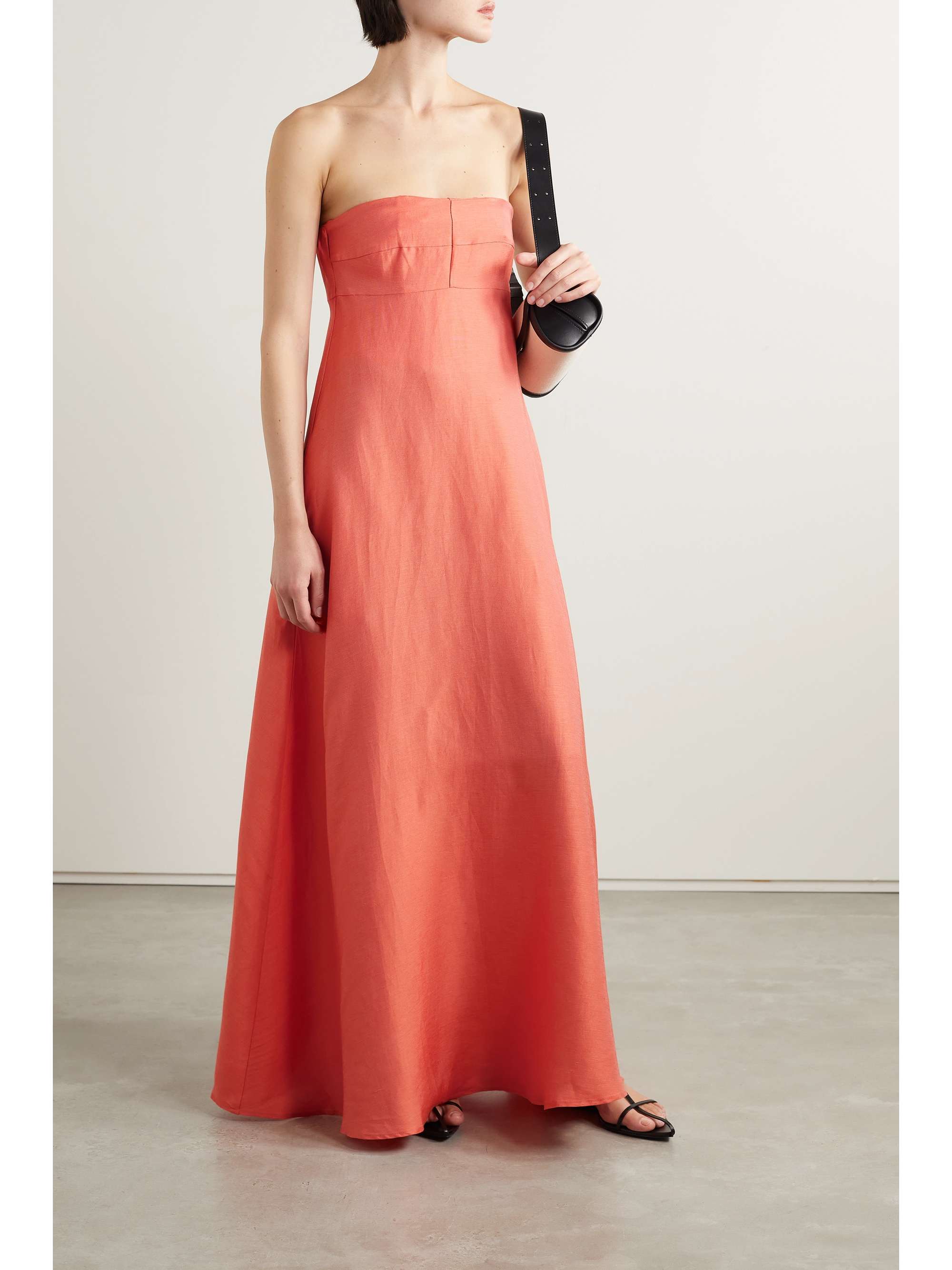 Orange strapless on sale maxi dress