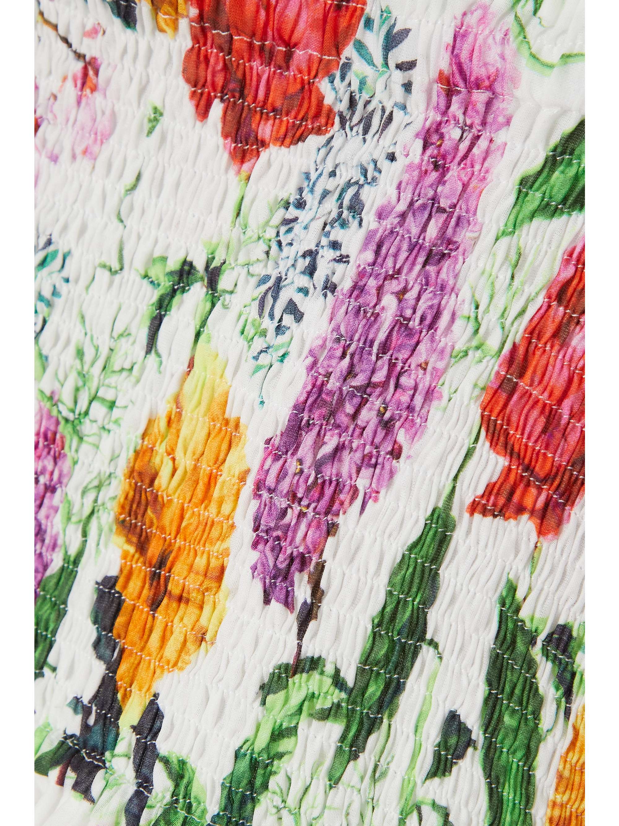 CHARO RUIZ Lirio cropped shirred floral-print cotton-blend poplin top