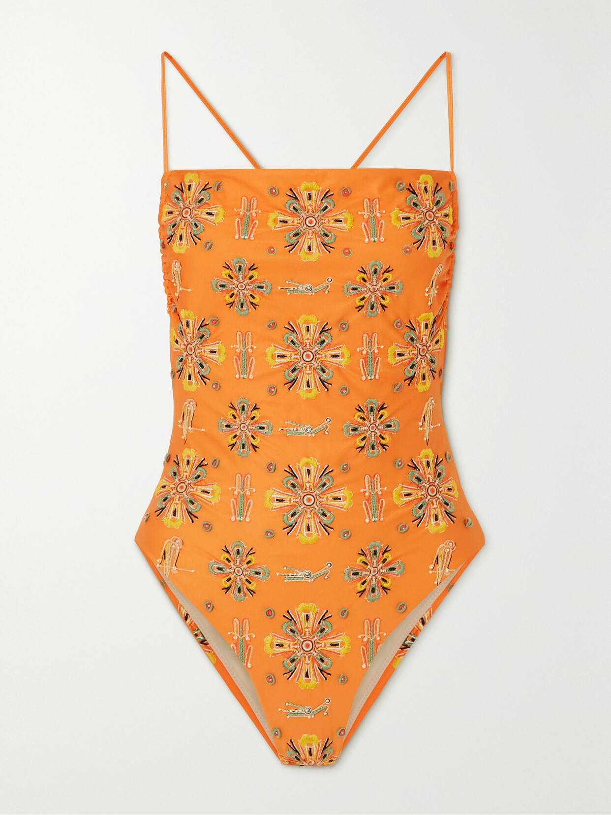 Agua by Agua Bendita - Ceràmica Chivas Embellished Recycled Swimsuit - Orange