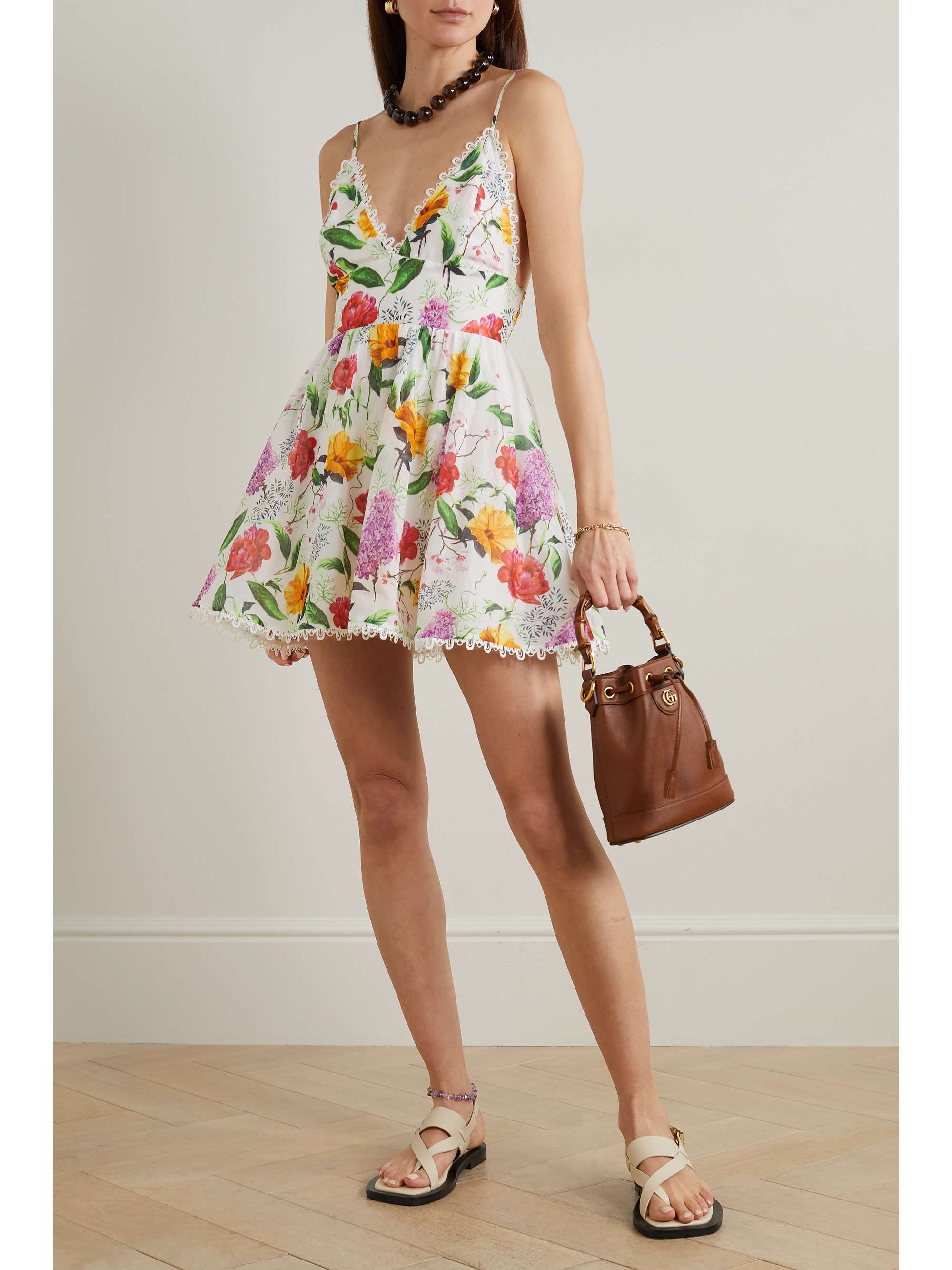 CHARO RUIZ Issya scalloped floral-print cotton-blend voile mini dress |  NET-A-PORTER
