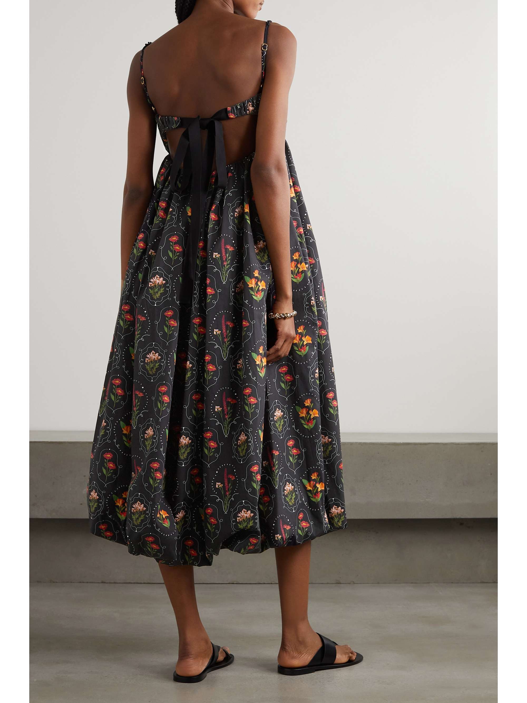 AGUA BY AGUA BENDITA Limonaria Oasis open-back floral-print cotton-poplin midi dress