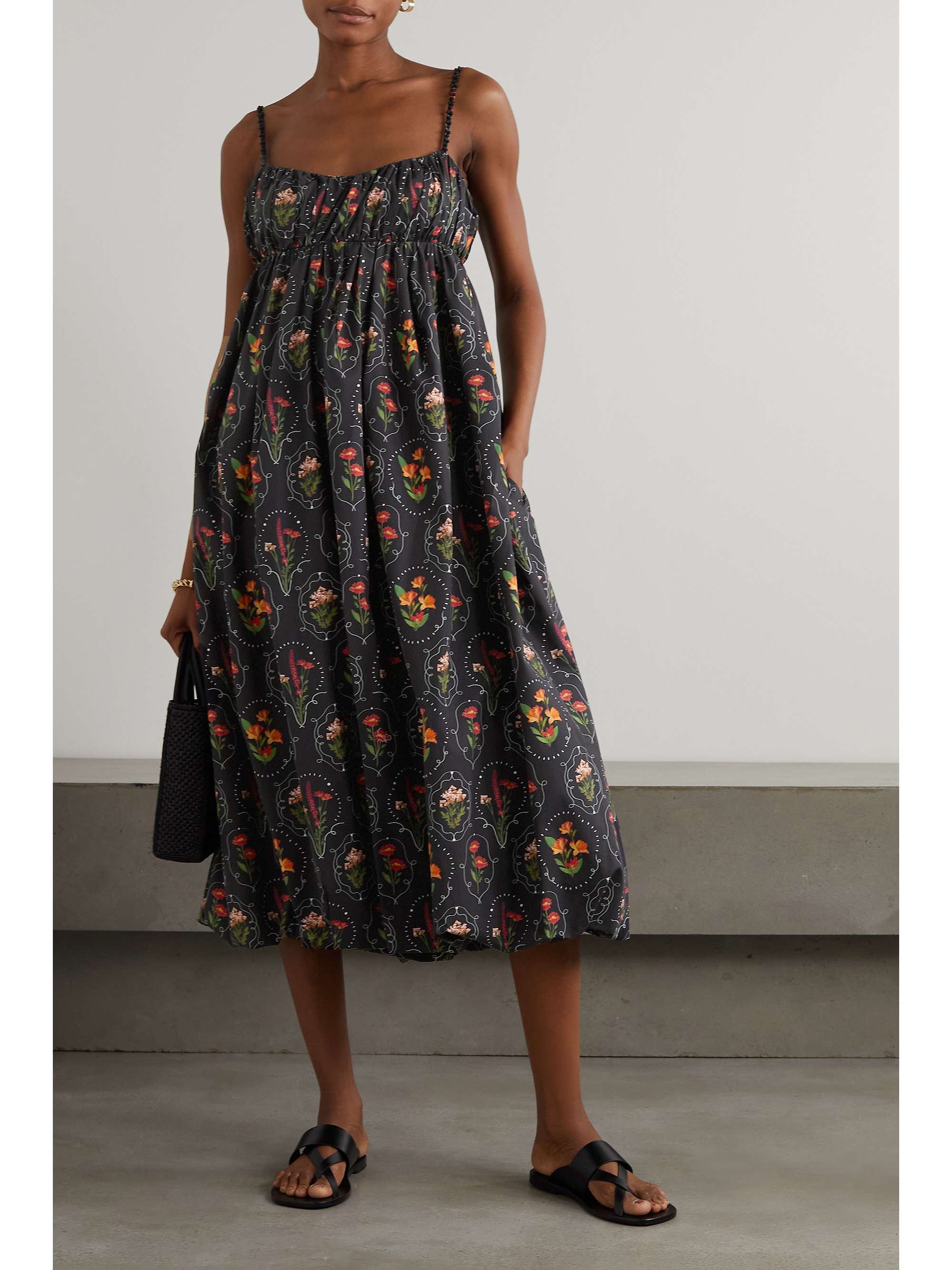 AGUA BY AGUA BENDITA Limonaria Oasis open-back floral-print cotton-poplin midi dress
