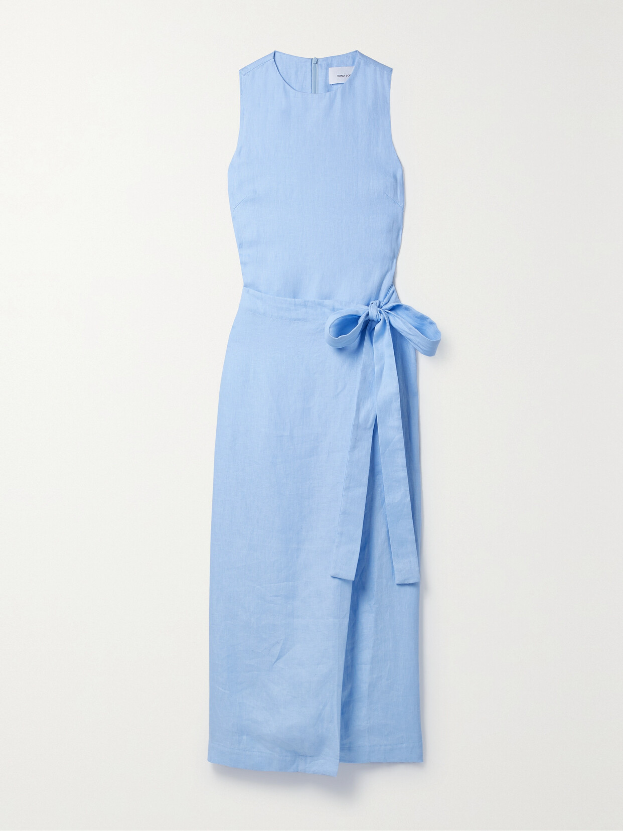 BONDI BORN - + Net Sustain Rhodes Organic Linen-voile Maxi Wrap Dress - Blue