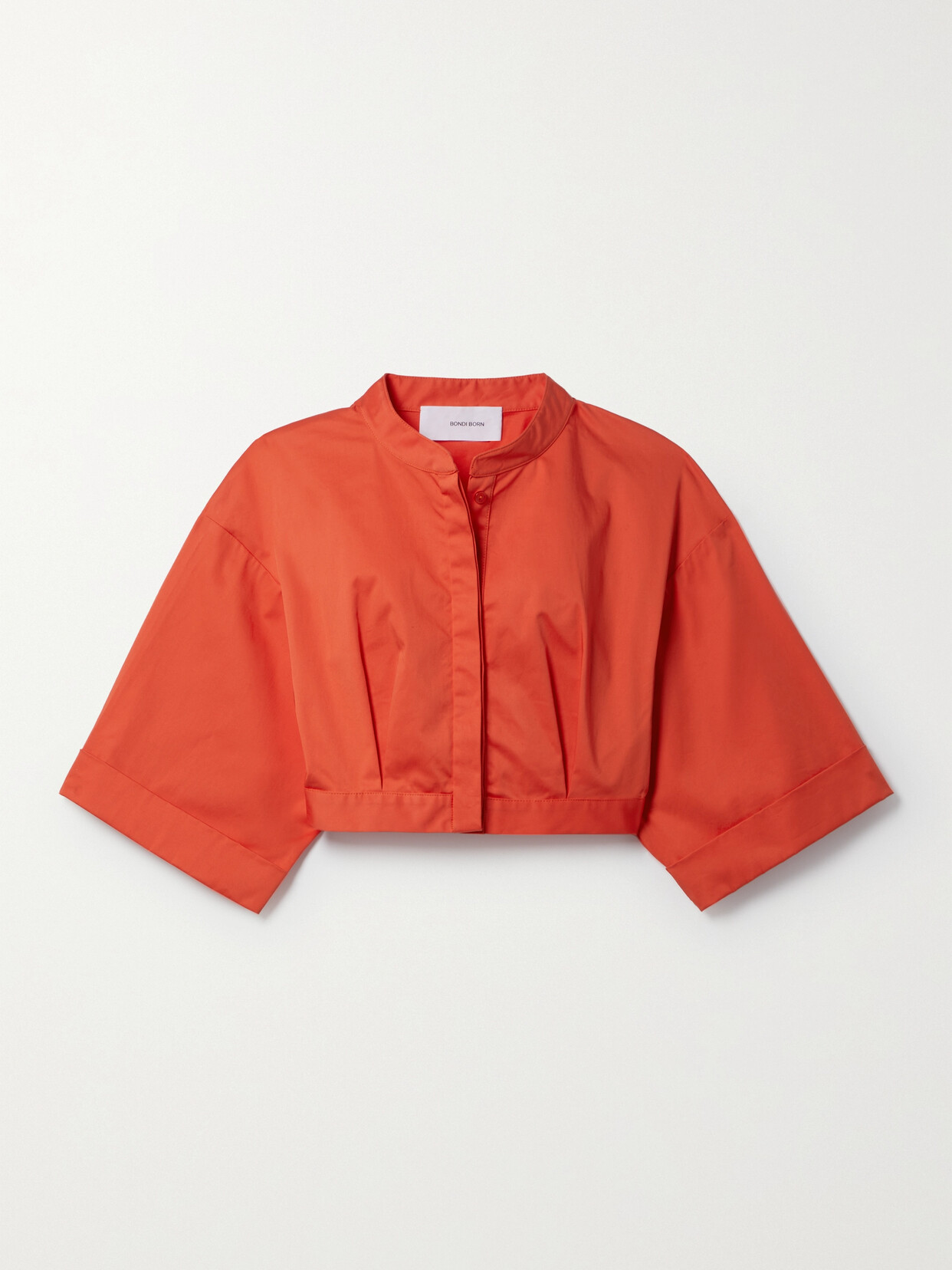 BONDI BORN - Levera Cropped Cotton-blend Sateen Top - Orange