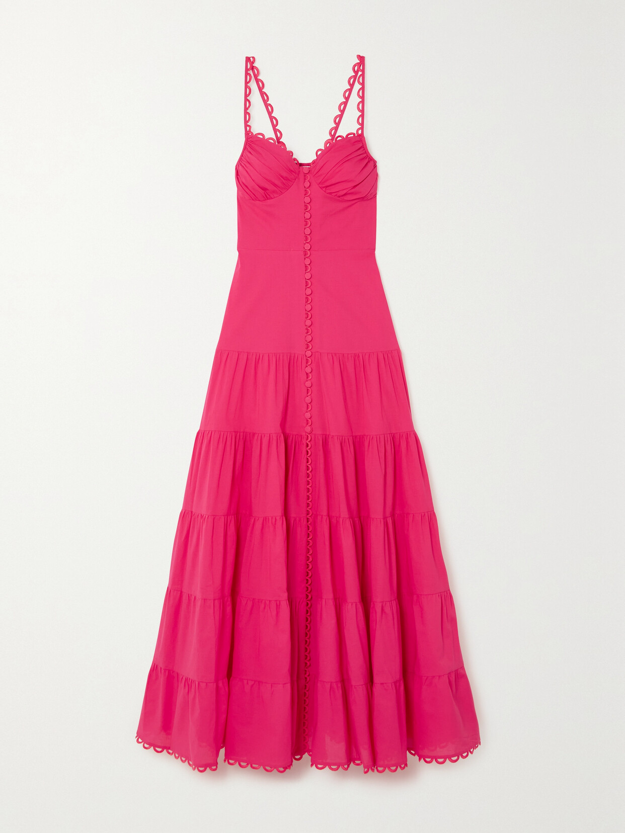 Charo Ruiz - Melia Scalloped Tiered Cotton-blend Voile Maxi Dress - Pink