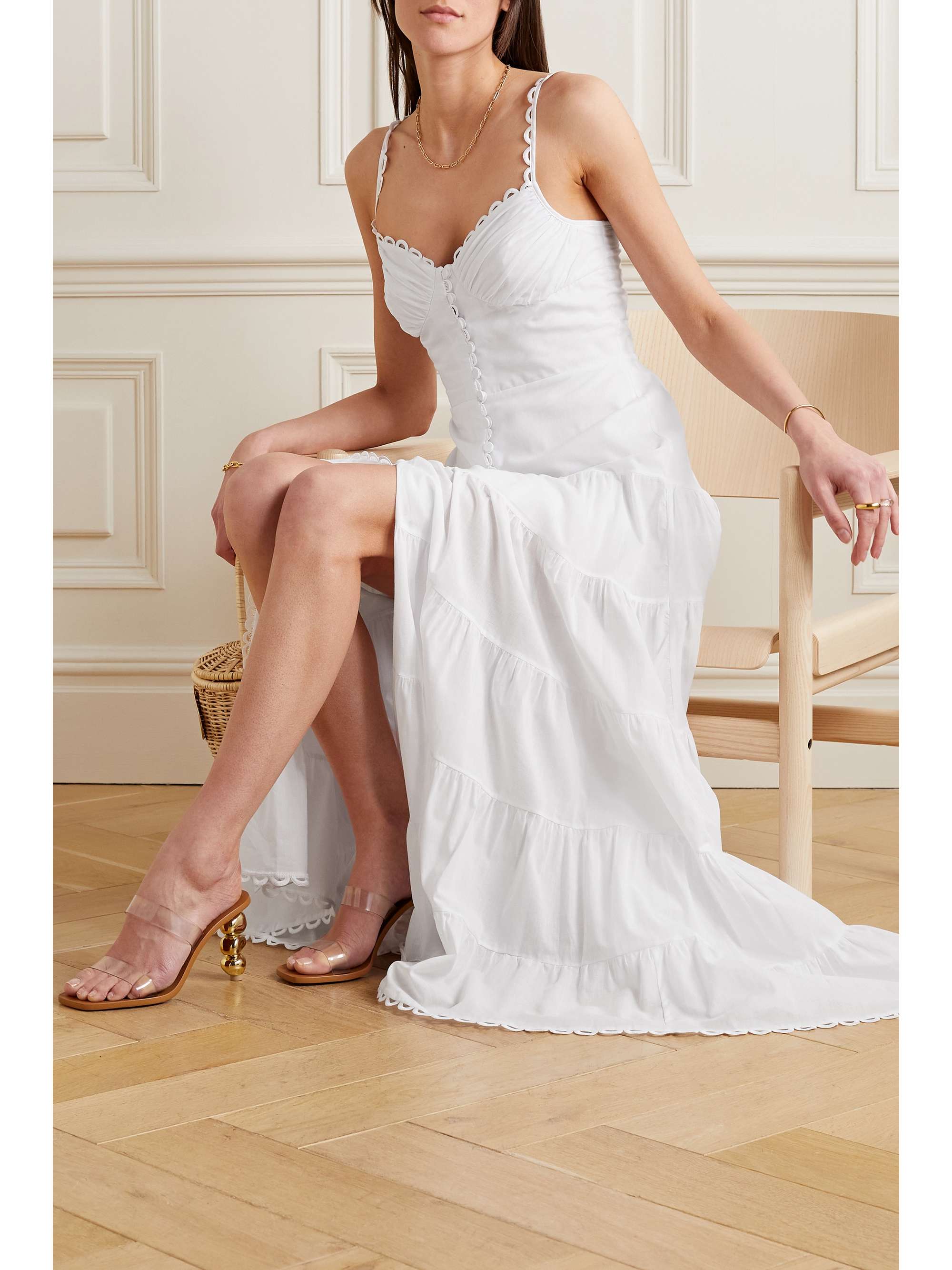 CHARO RUIZ Melia scalloped tiered cotton-blend voile maxi dress