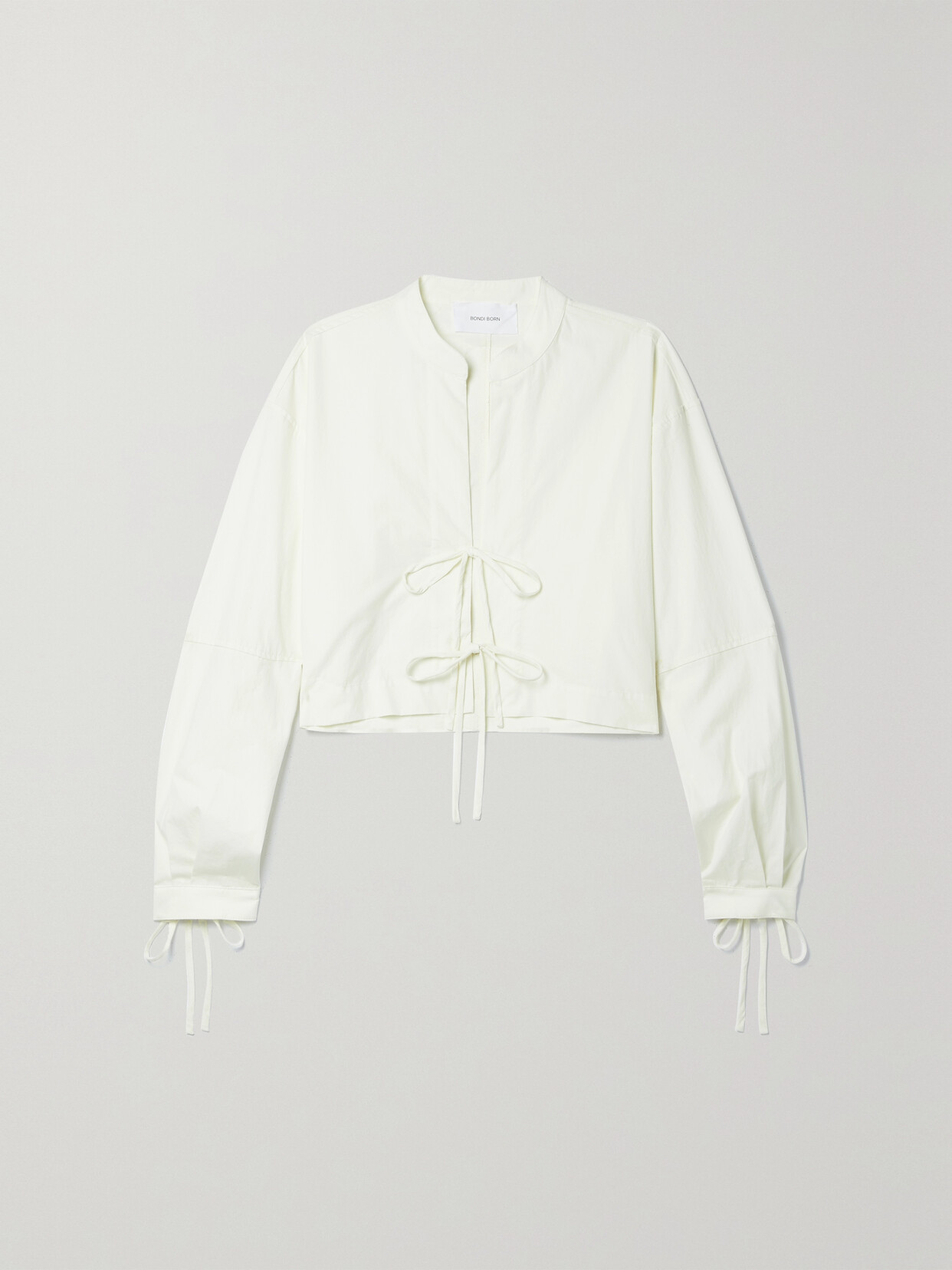 BONDI BORN + NET SUSTAIN PAPENO CROPPED TIE-DETAILED COTTON-POPLIN SHIRT