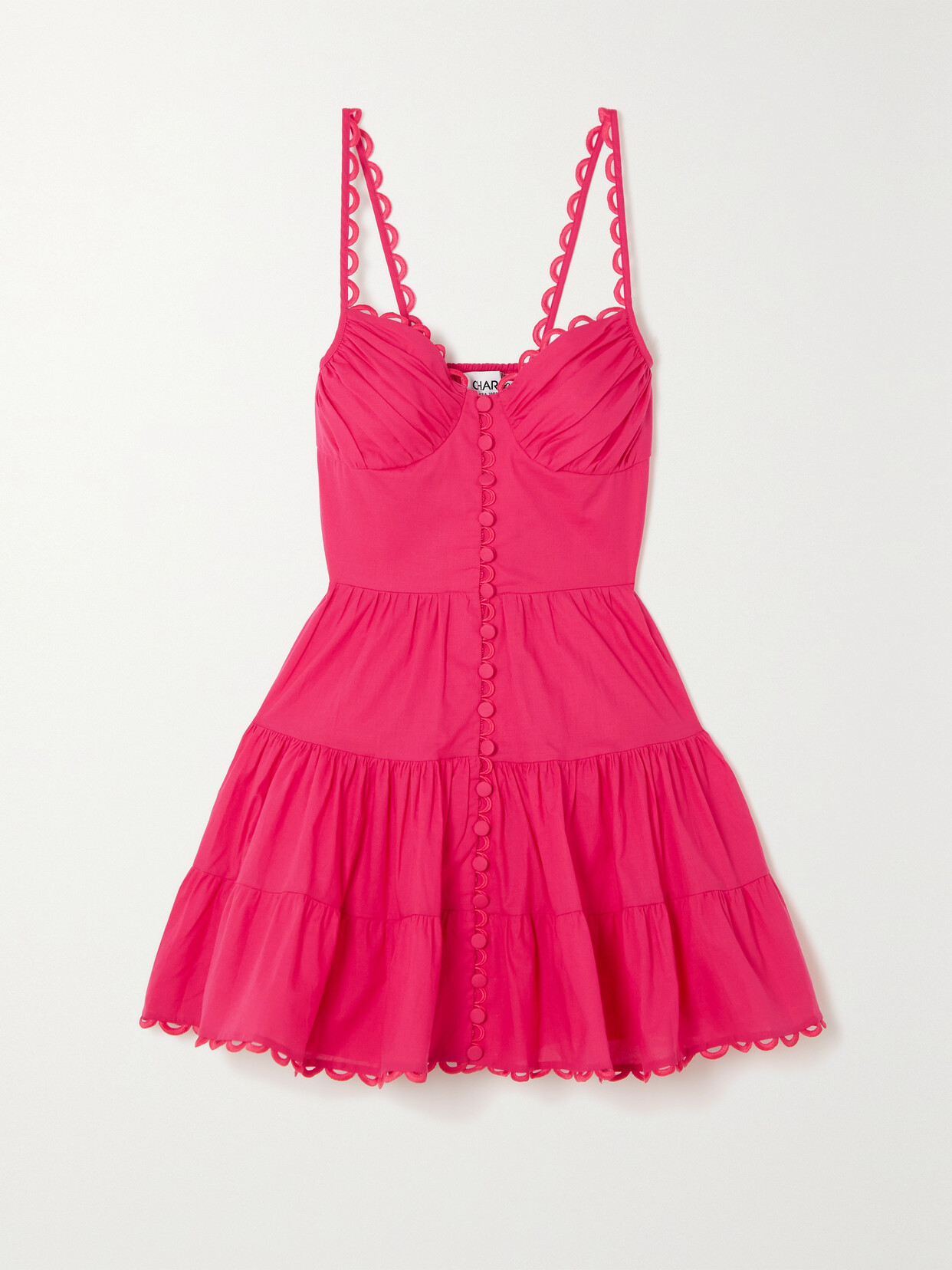 Charo Ruiz - Angy Scalloped Tiered Cotton-blend Mini Dress - Pink