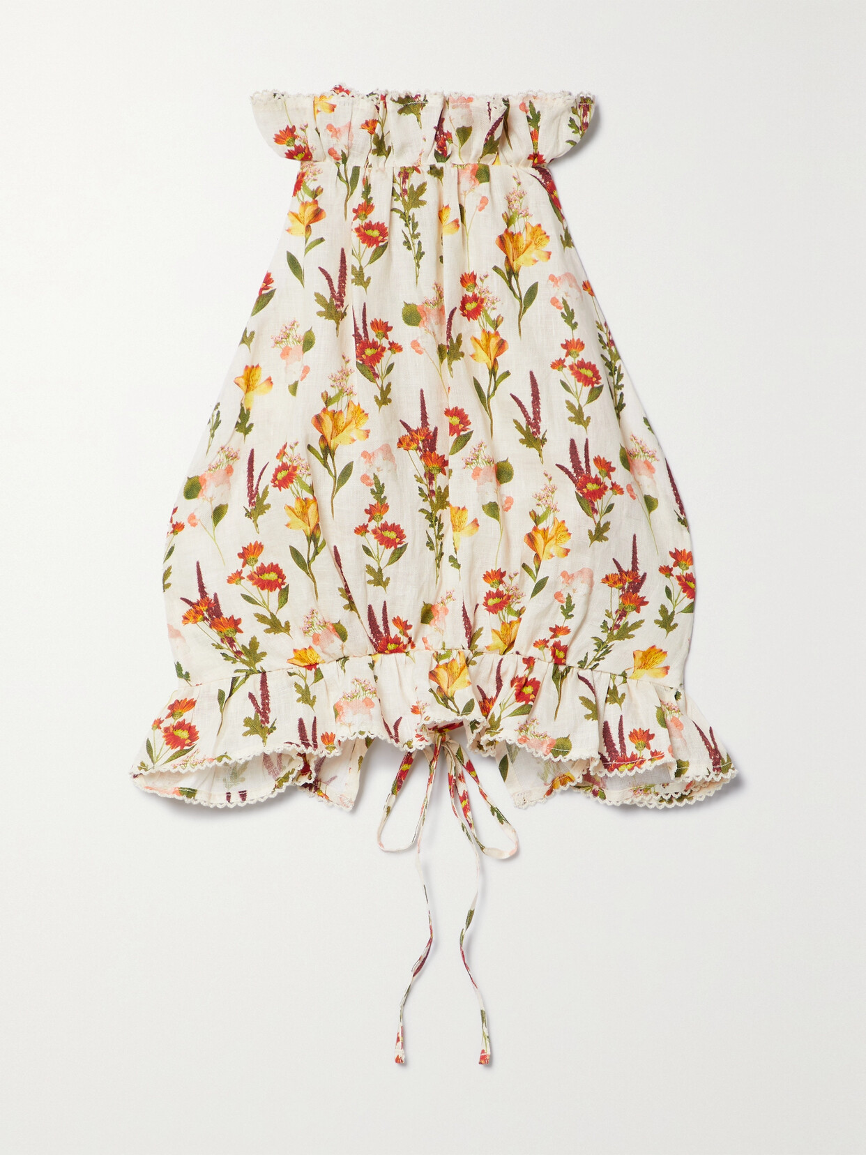 Agua by Agua Bendita - Nardo Clementina Cropped Floral-print Linen-gauze Halterneck Top - Yellow