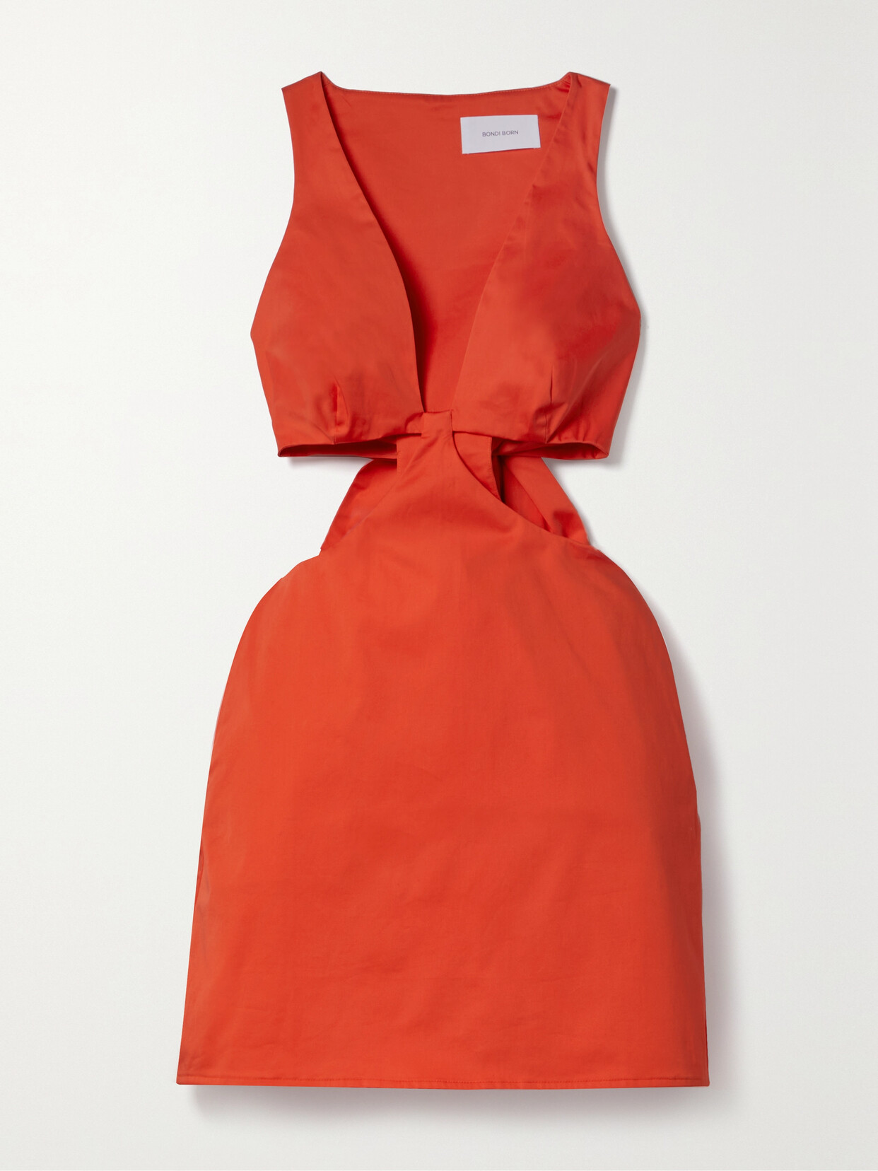 BONDI BORN - Ramatuelle Cutout Cotton-blend Sateen Mini Dress - Orange