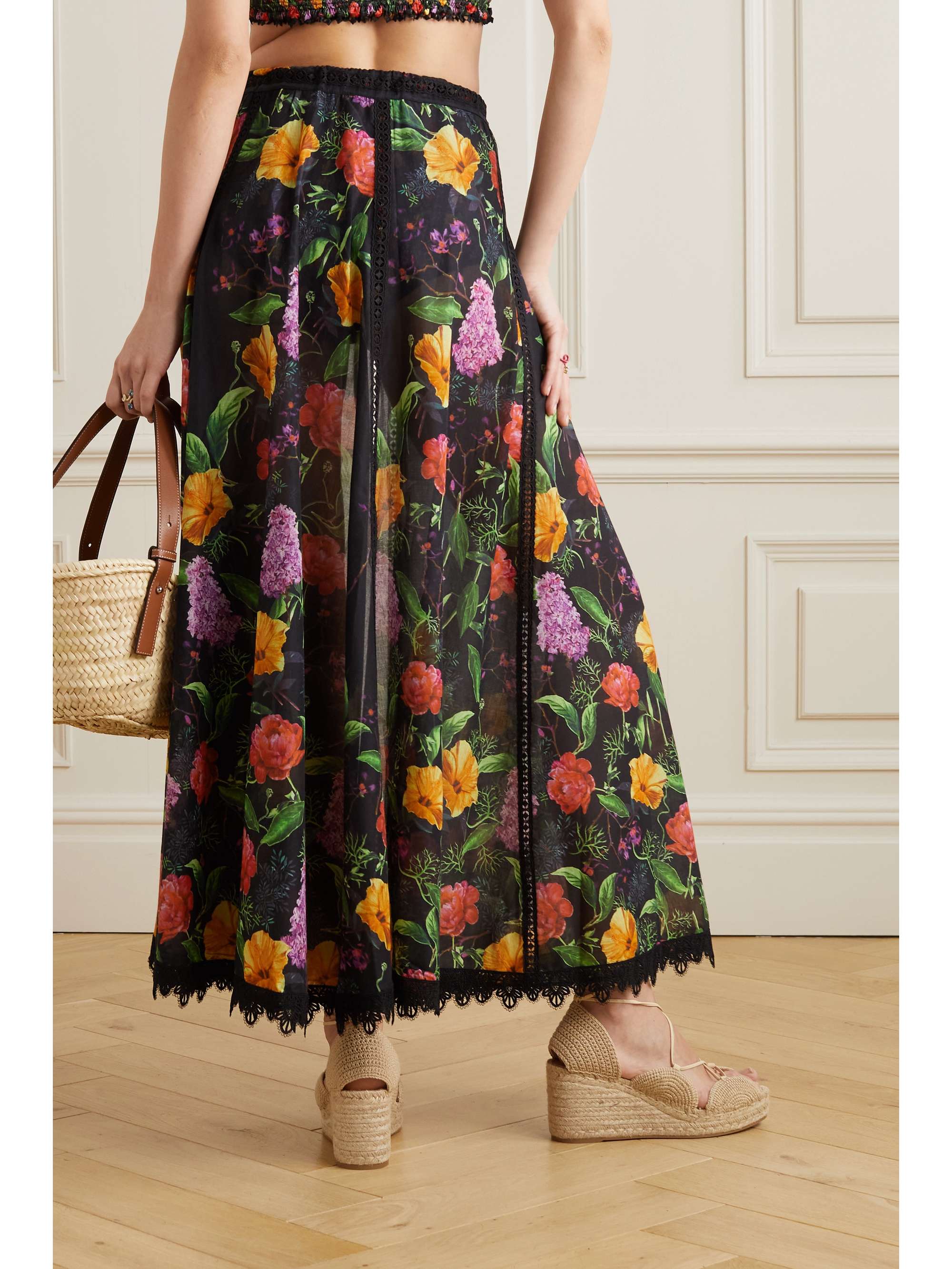 CHARO RUIZ Shasa guipure lacetrimmed floralprint cottonblend voile