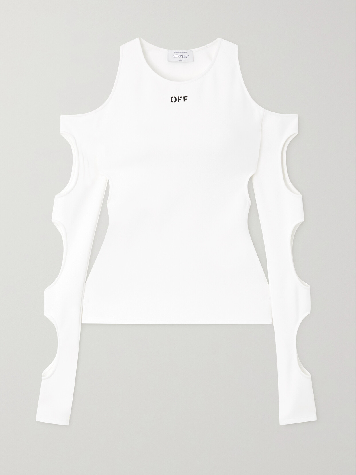 Off-white Cutout Printed Stretch-jersey Top In White