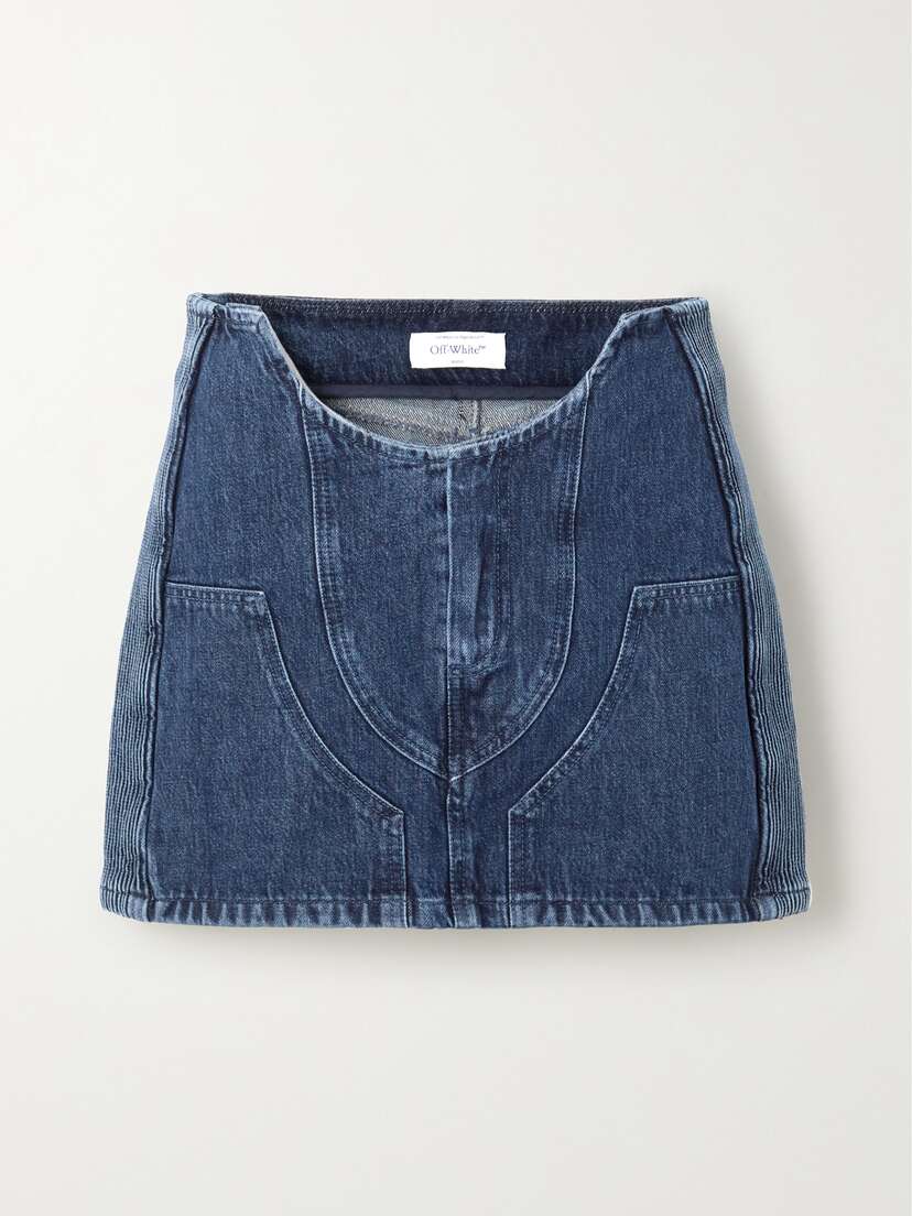 Off-White Paneled Denim Mini Skirt