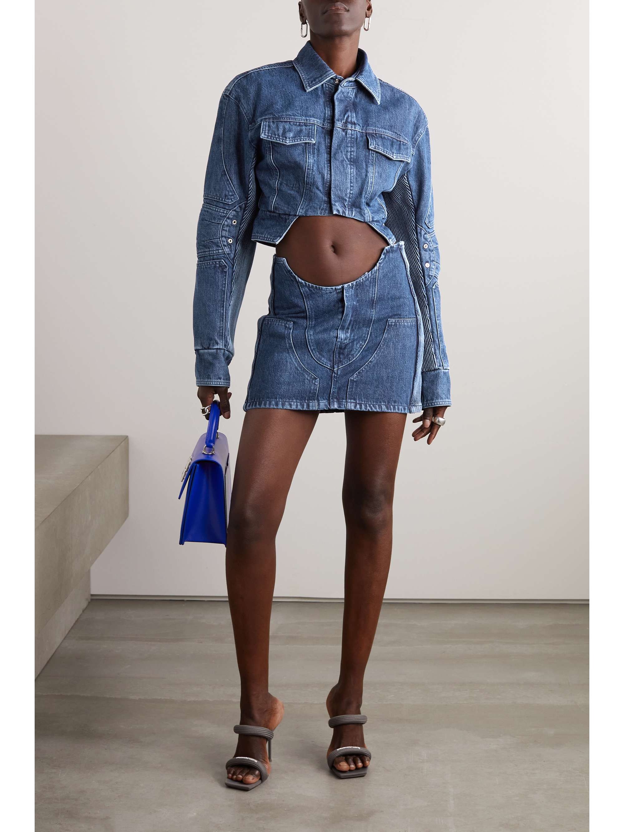 OFF-WHITE Paneled denim mini skirt | NET-A-PORTER