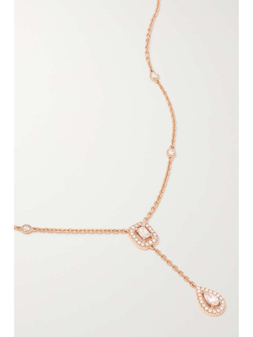 Messika My Twin Tie 18-karat Rose Gold Diamond Necklace