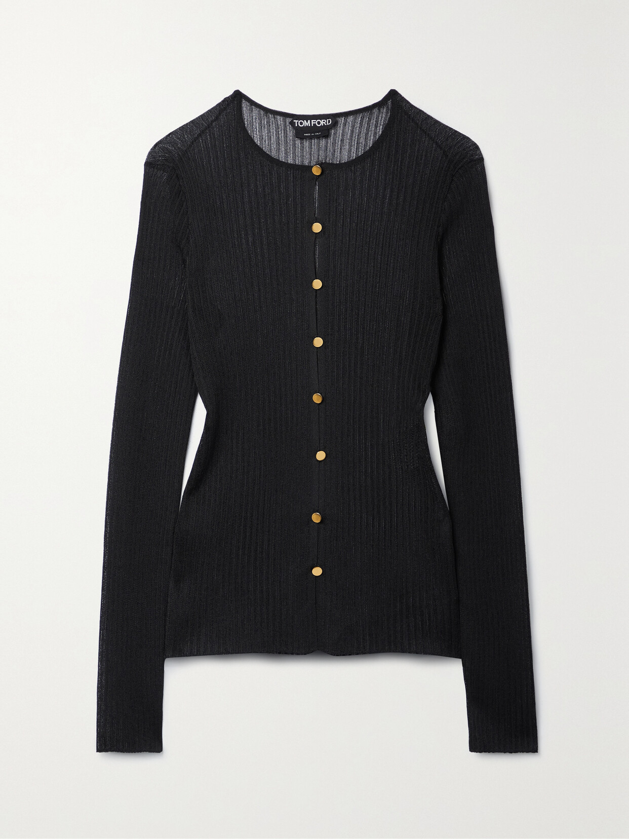 Tom Ford Ribbed-knit Cardigan In Black | ModeSens