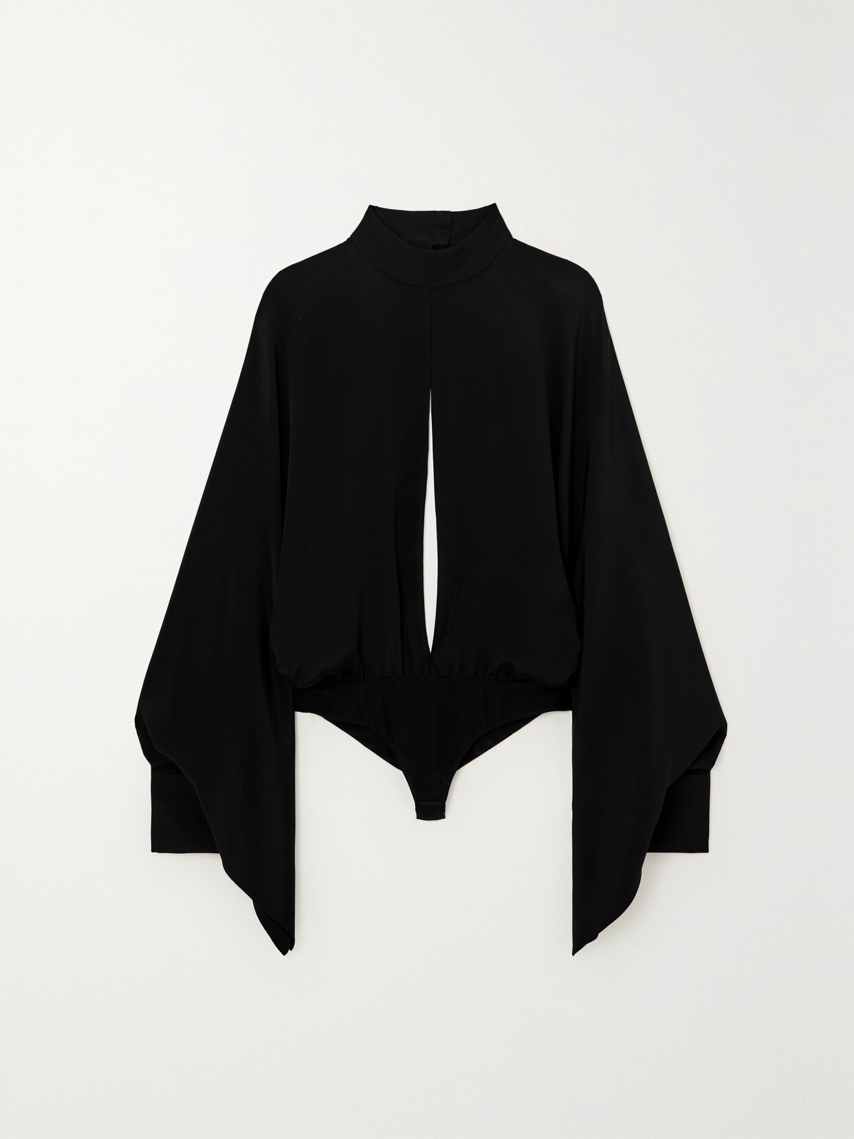 Tom Ford Silk Crepe De Chine Bodysuit In Black