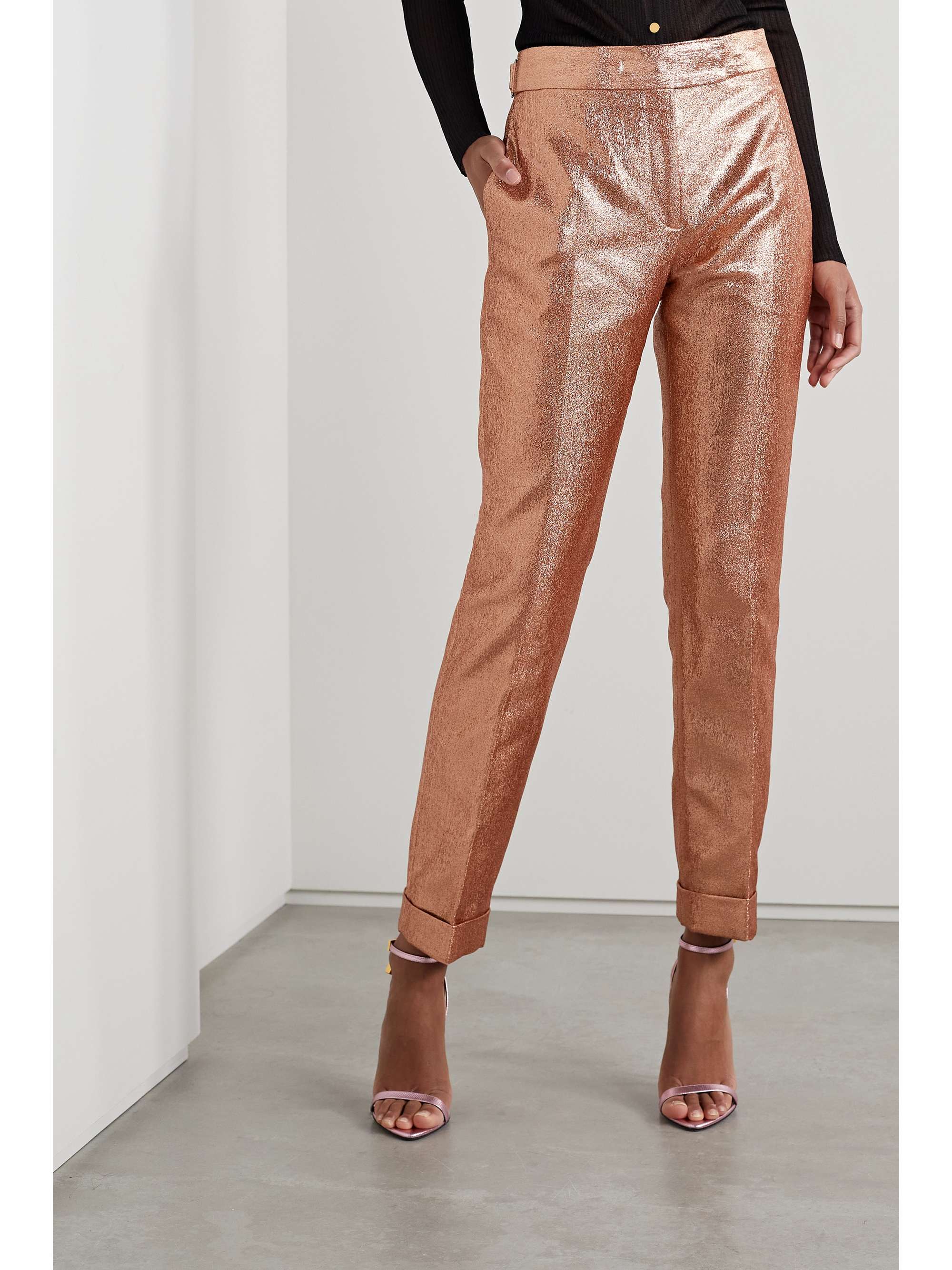 TOM FORD Glittered sablé straight-leg pants