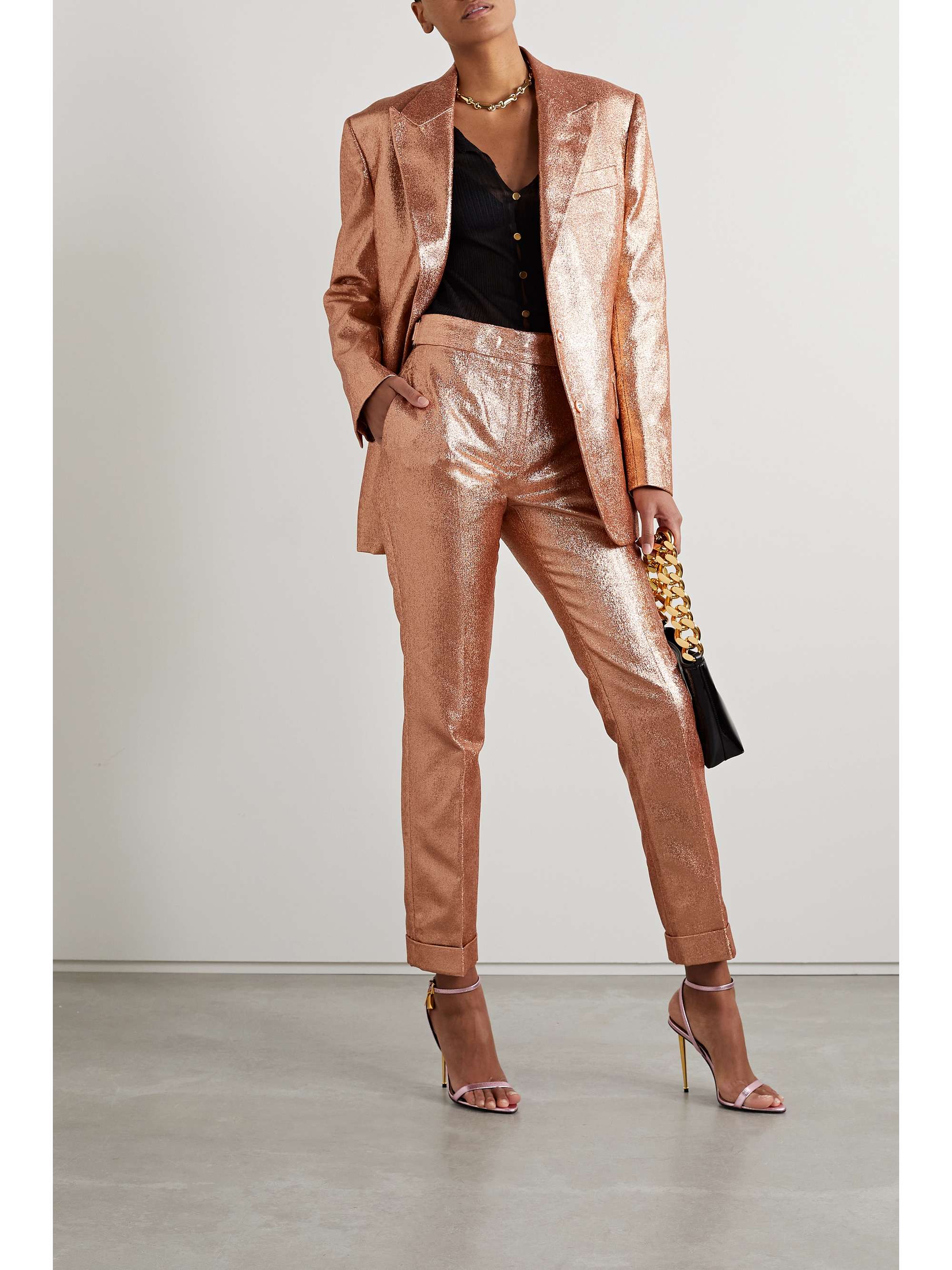 TOM FORD Glittered sablé straight-leg pants