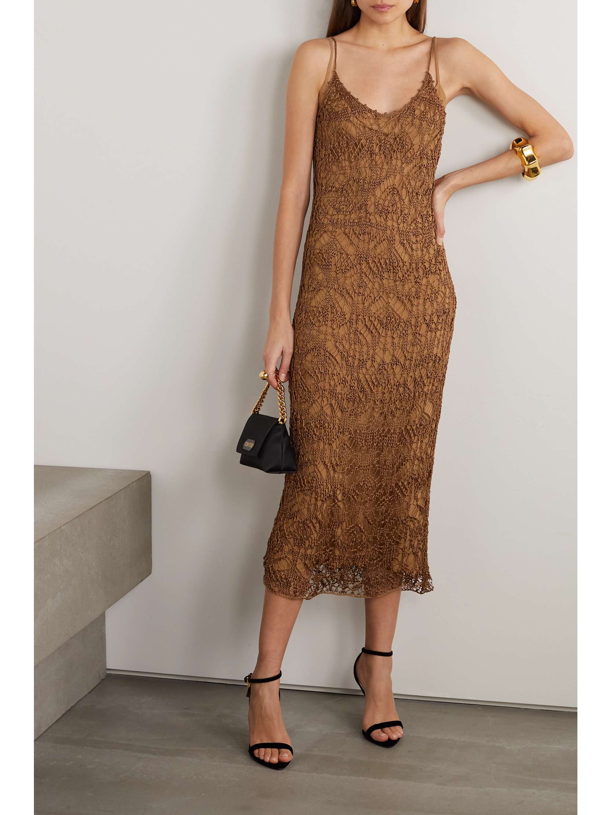 TOM FORD Crochet-knit midi dress