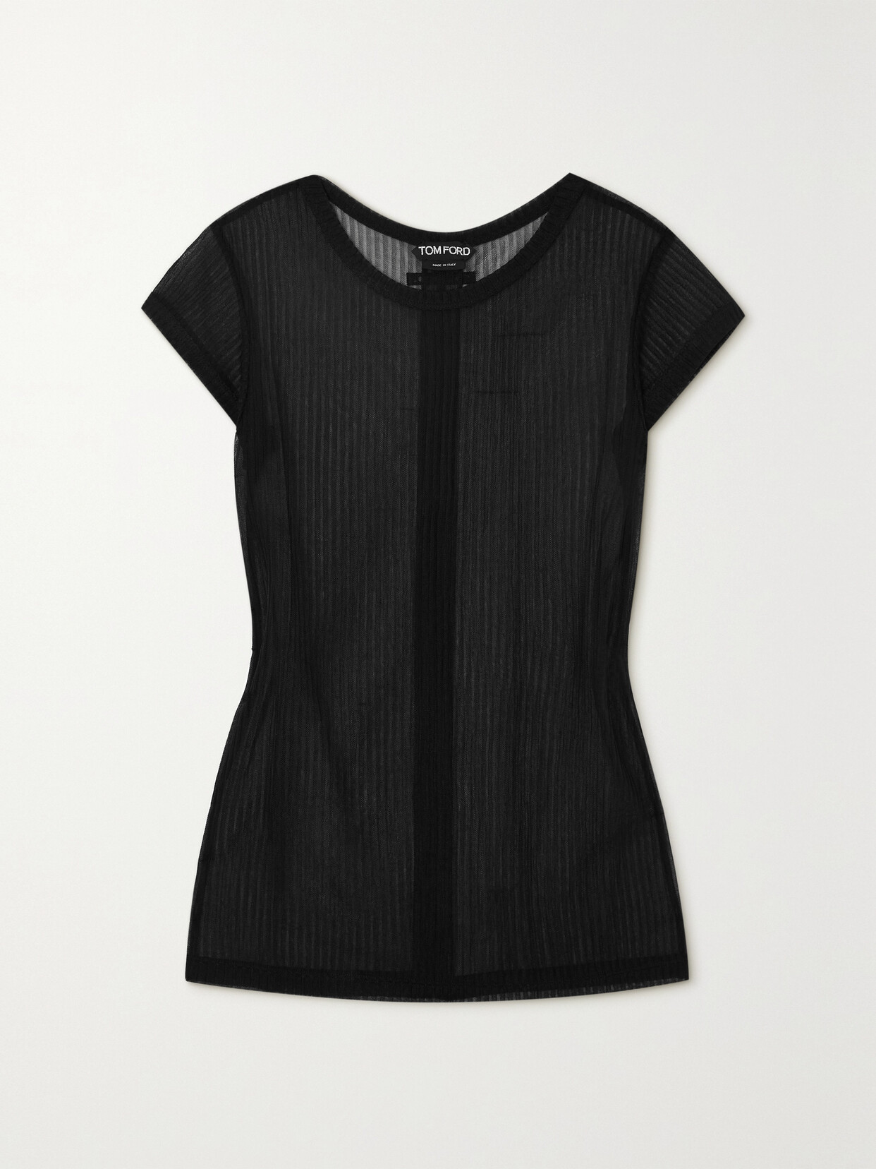 Tom Ford Ribbed Jersey Top In Black