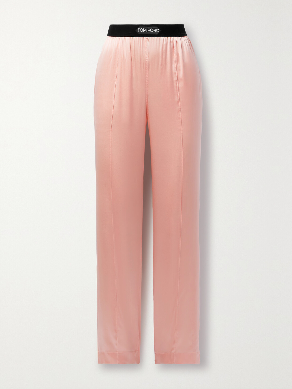 TOM FORD Velvet-trimmed Stretch-silk Satin Pants - Pink