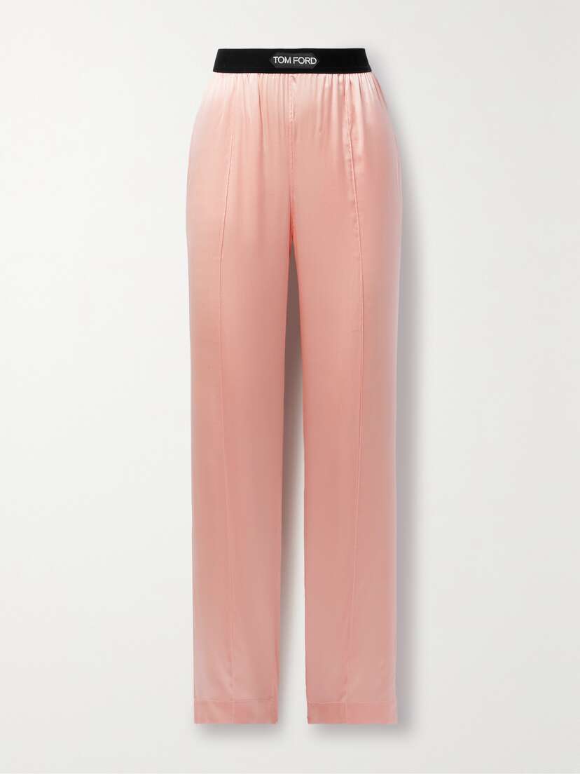 Tom Ford Velvet-trimmed Stretch-silk Satin Pants -  - x large