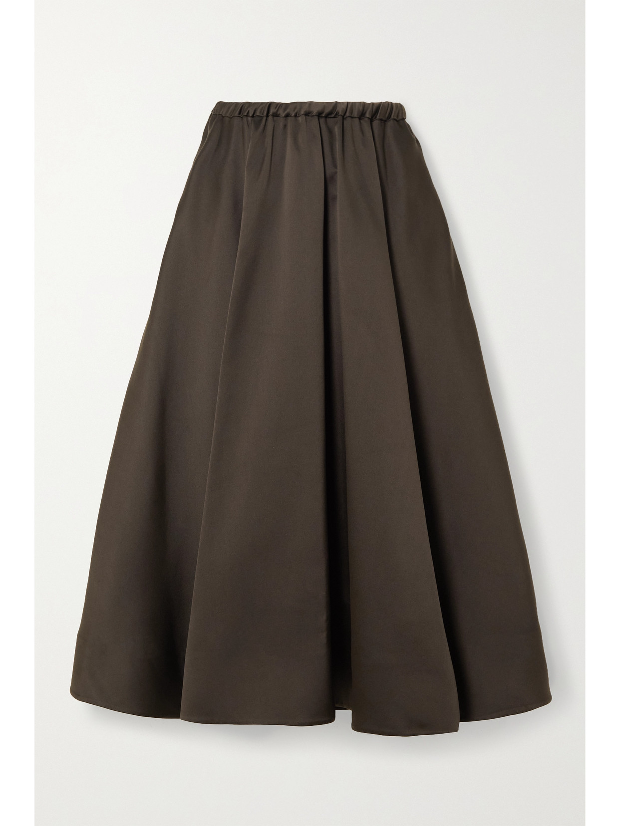 Valentino - Duchesse-satin Midi Skirt - Brown